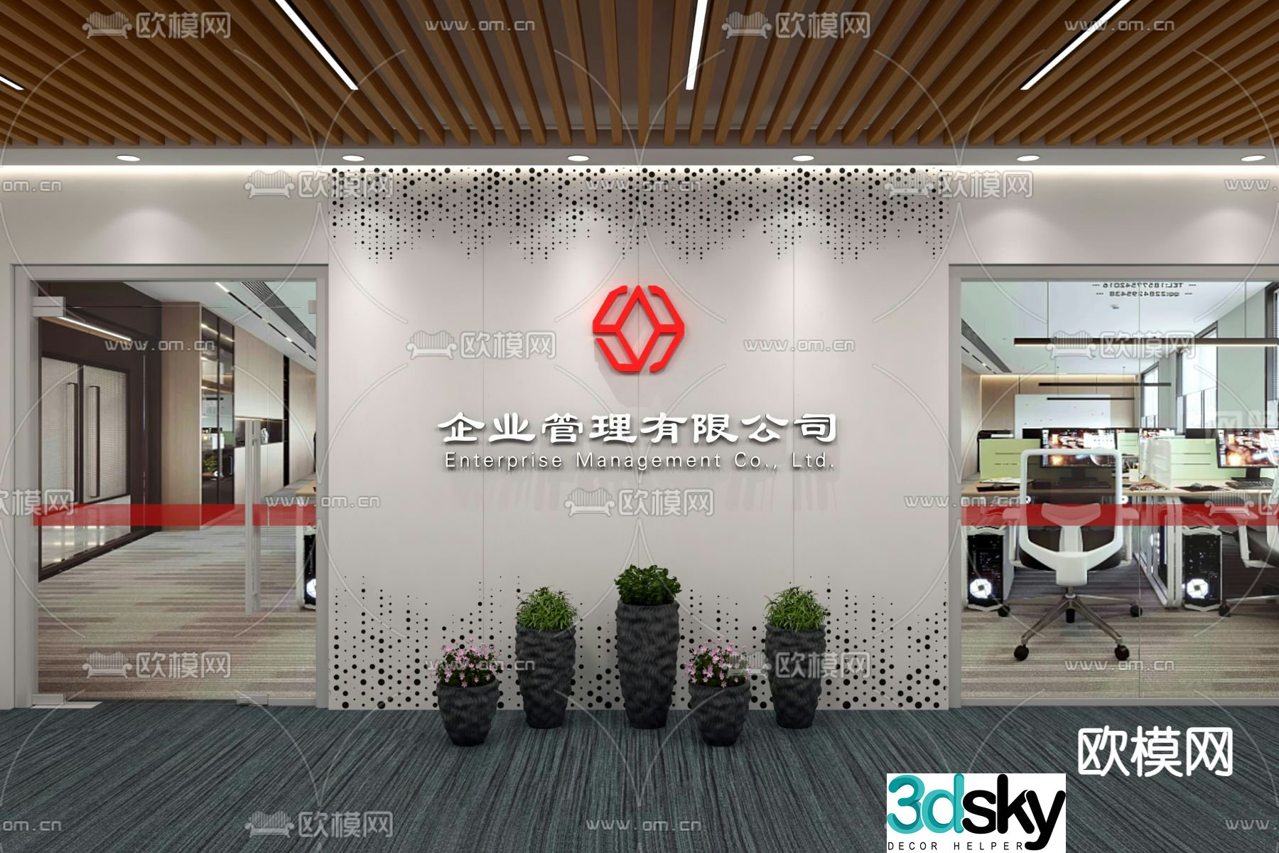 Corporate wall cultural wall image wall decorative wall 3d model