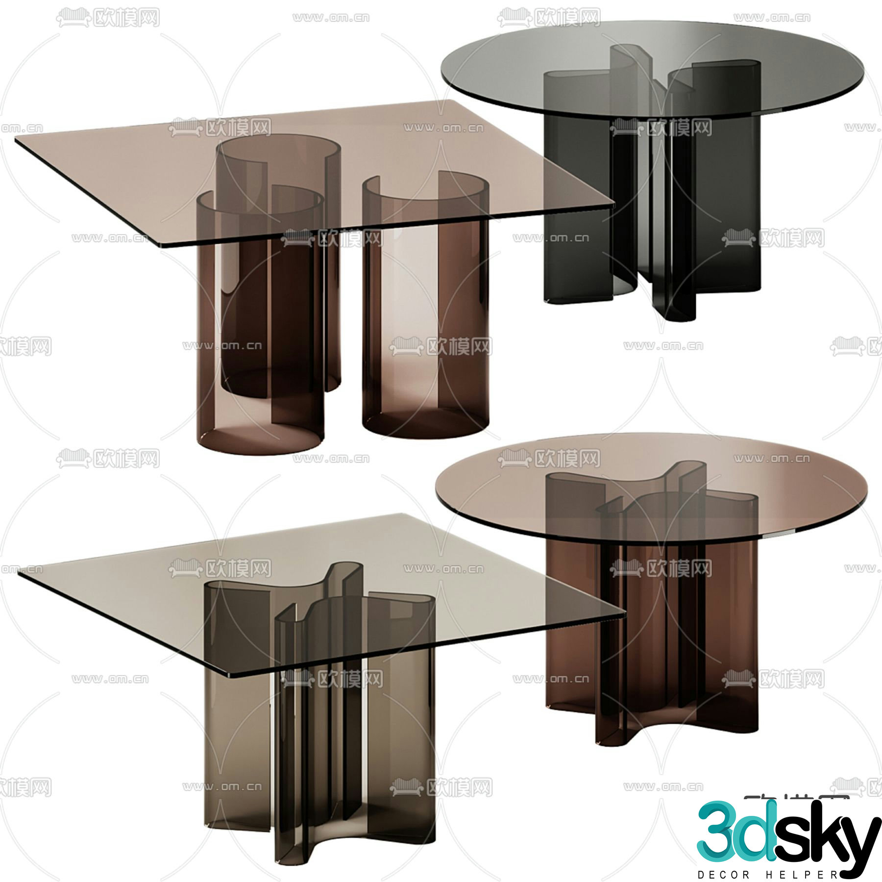 Acrylic coffee table mother-in-law coffee table 3d model