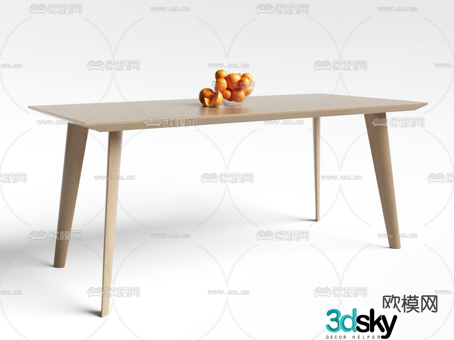 Modern dining table long dining table 3d model