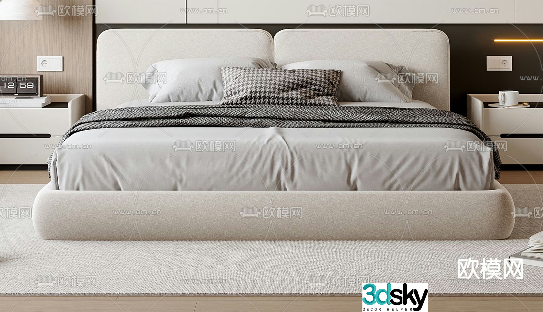 Modern double bed 3d model