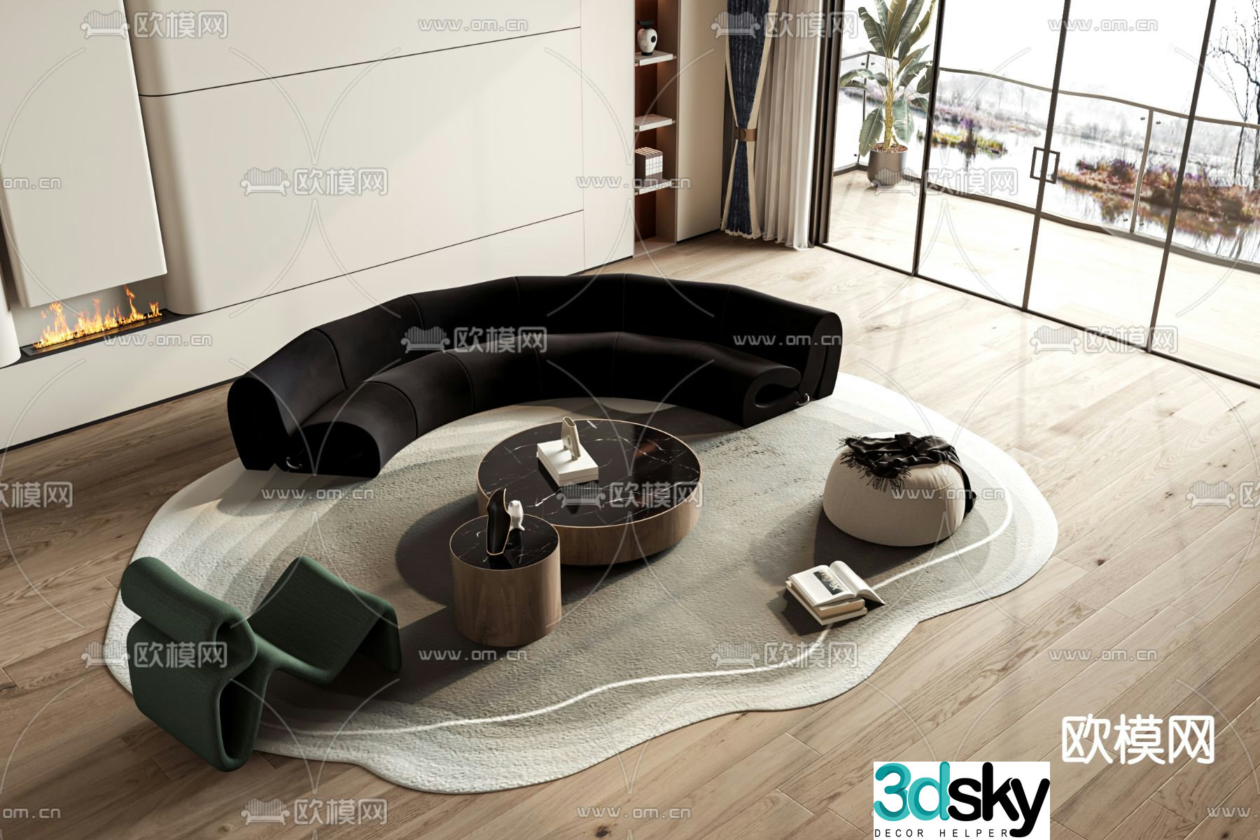 Modern modular sofa curved sofa 3d model