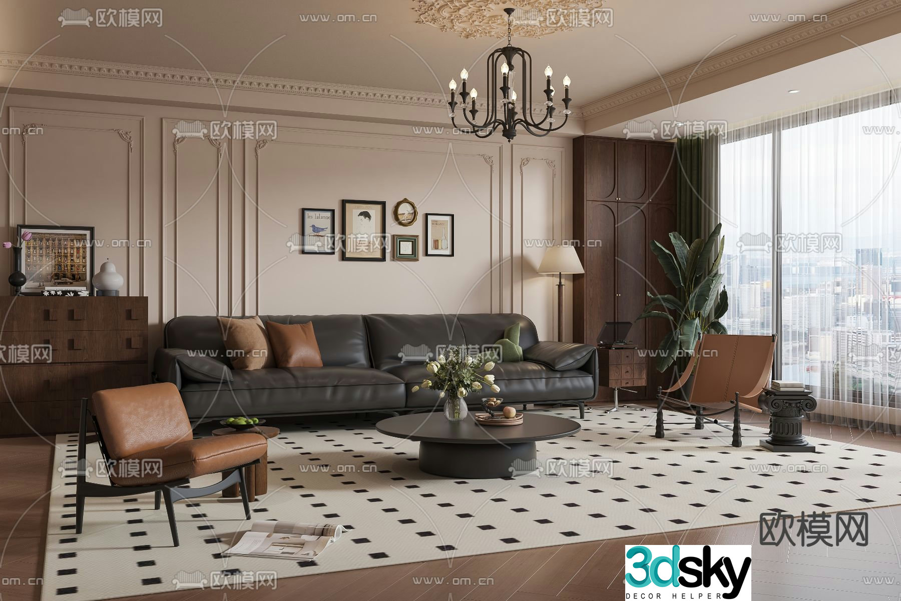 French living room medieval style living room 3d model