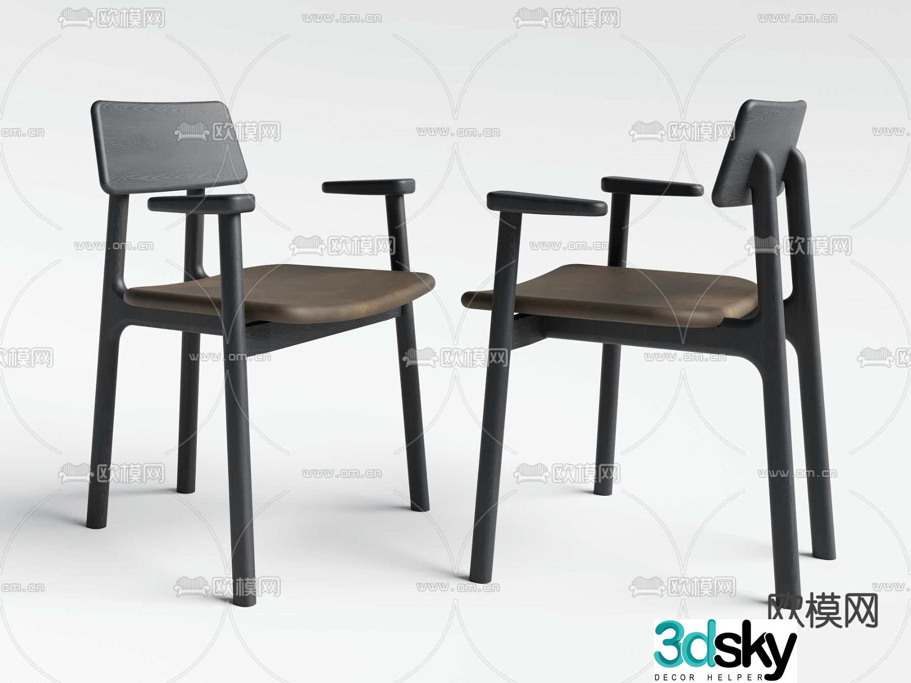 New Chinese dining chair single chair 3d model