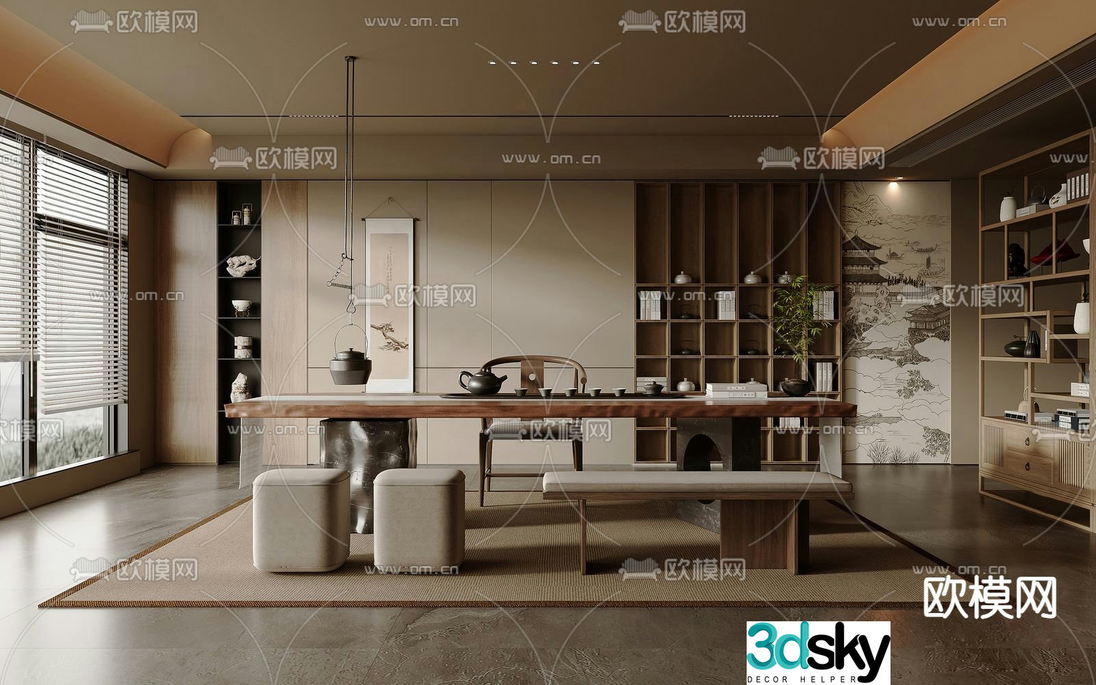 New Chinese tea room 3D model