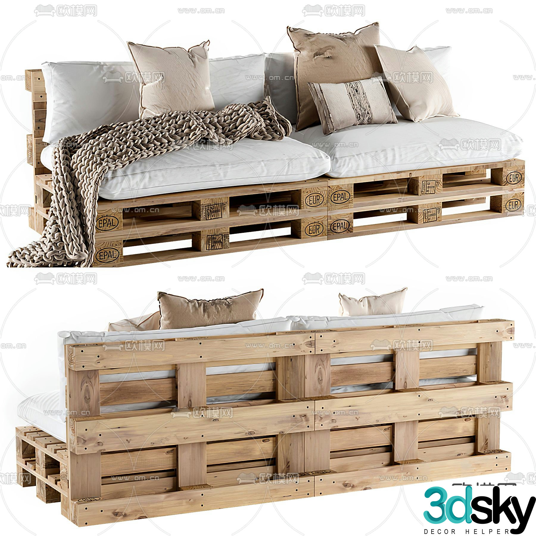 Double sofa bracket sofa 3d model