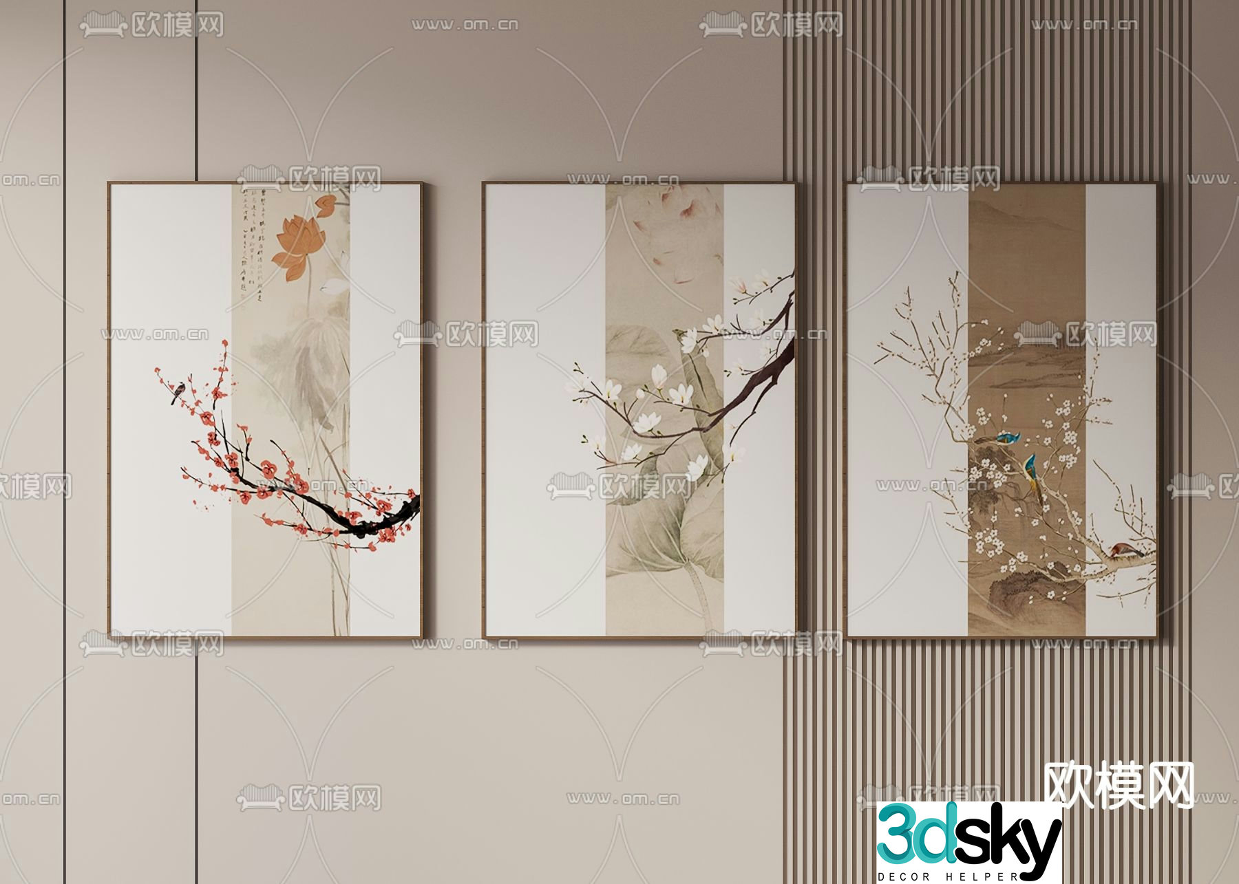 New Chinese style decorative painting 3D model