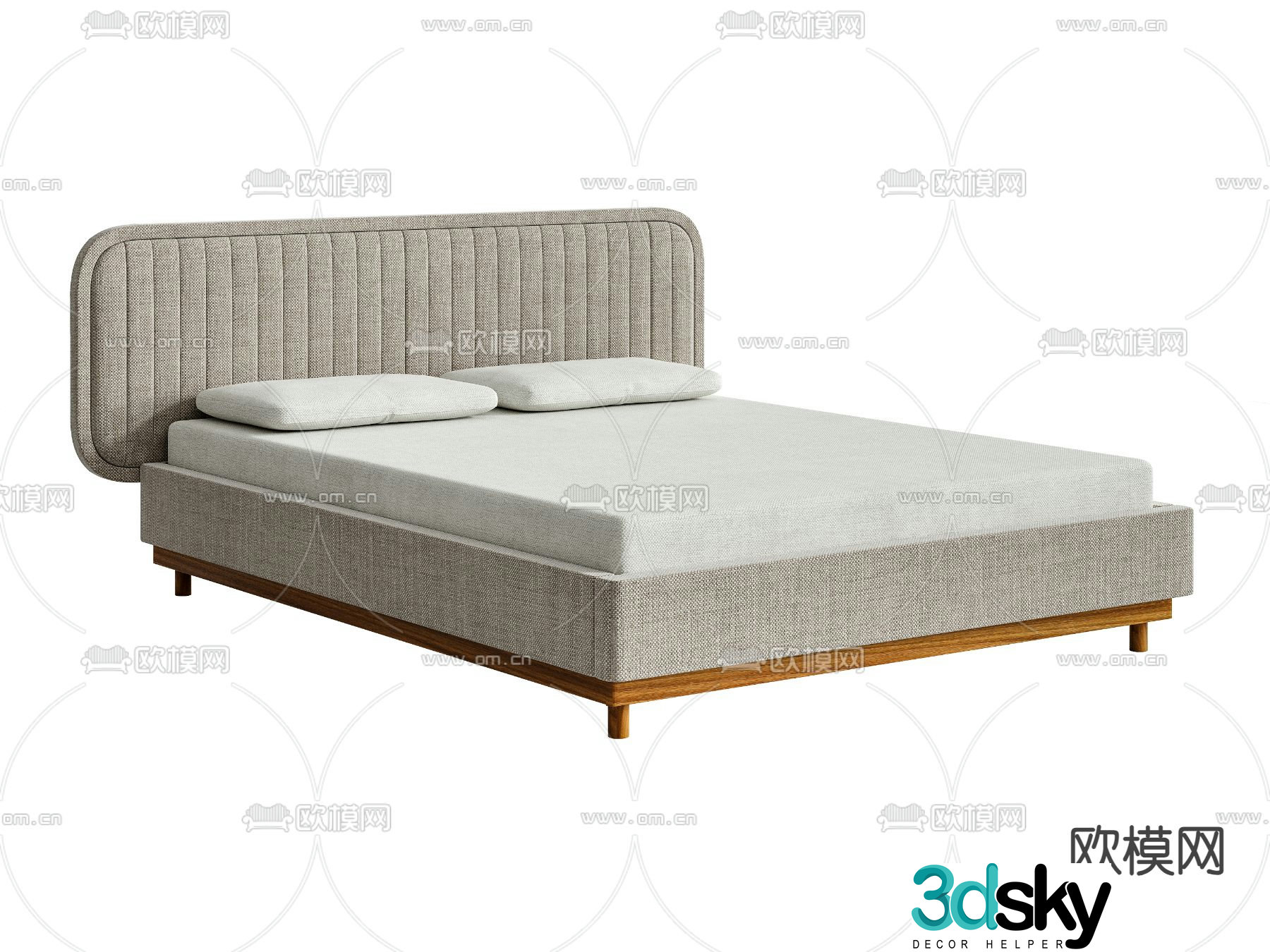 Modern double bed 3d model