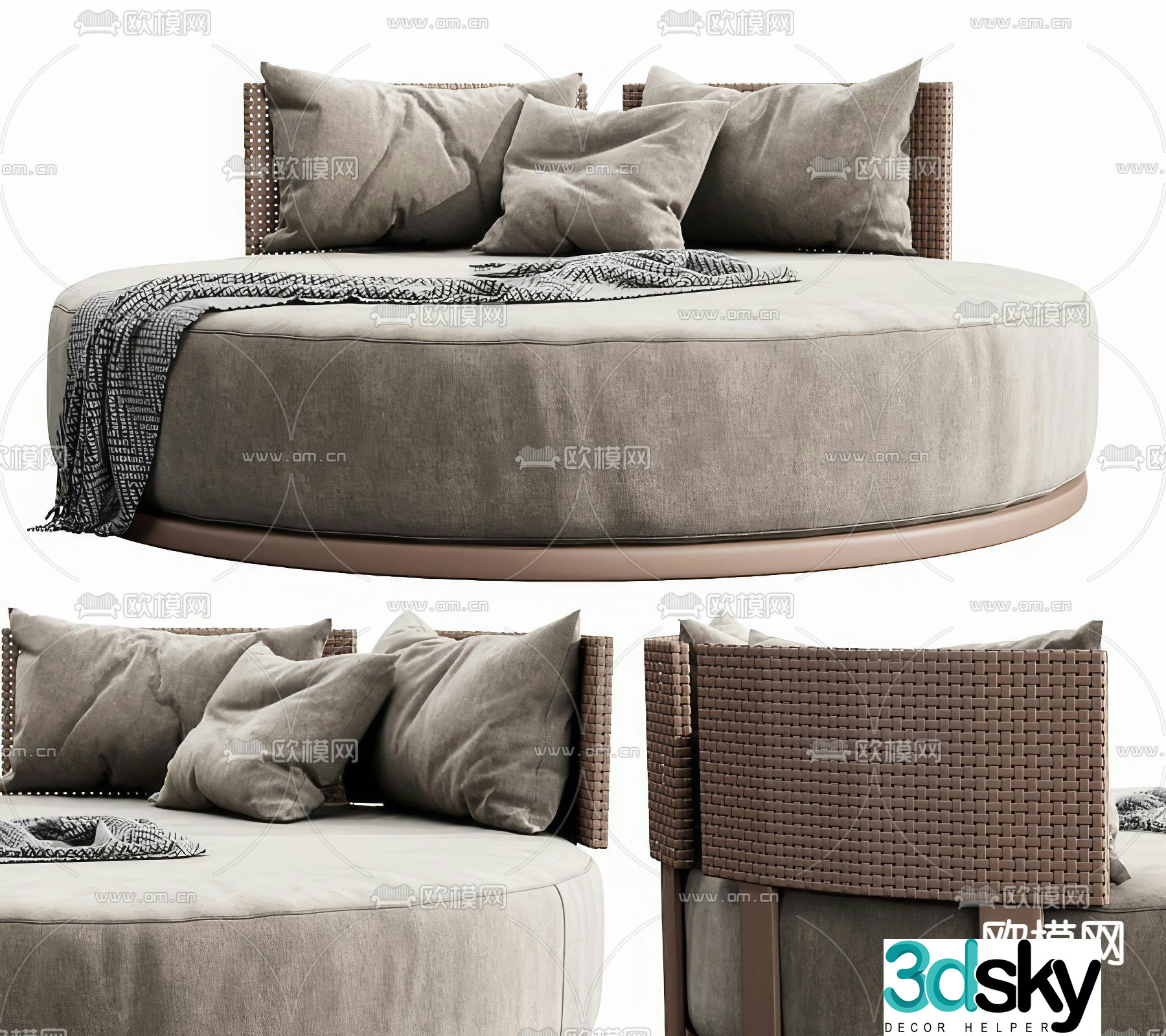 Medieval style round sofa 3d model