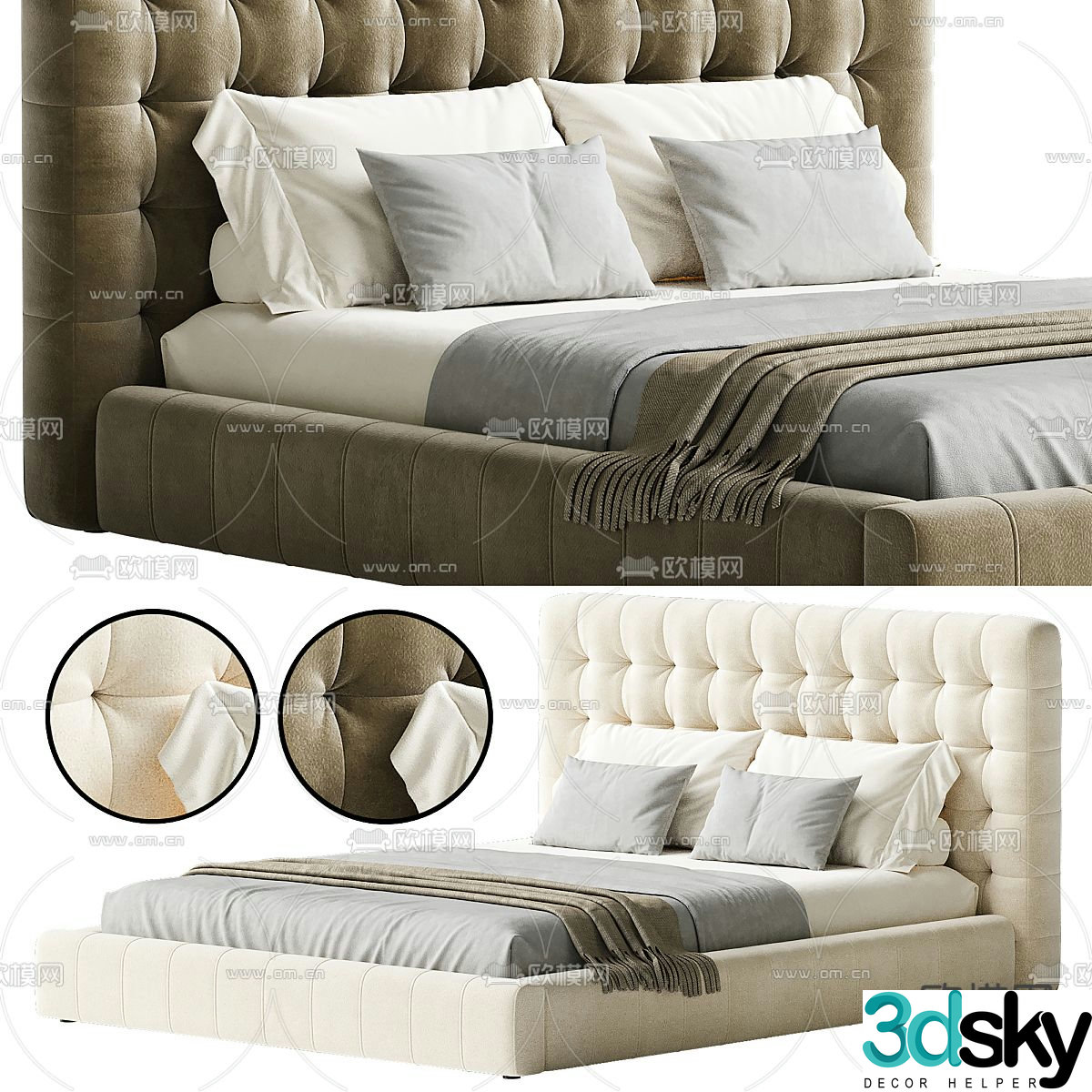 Modern double bed 3d model