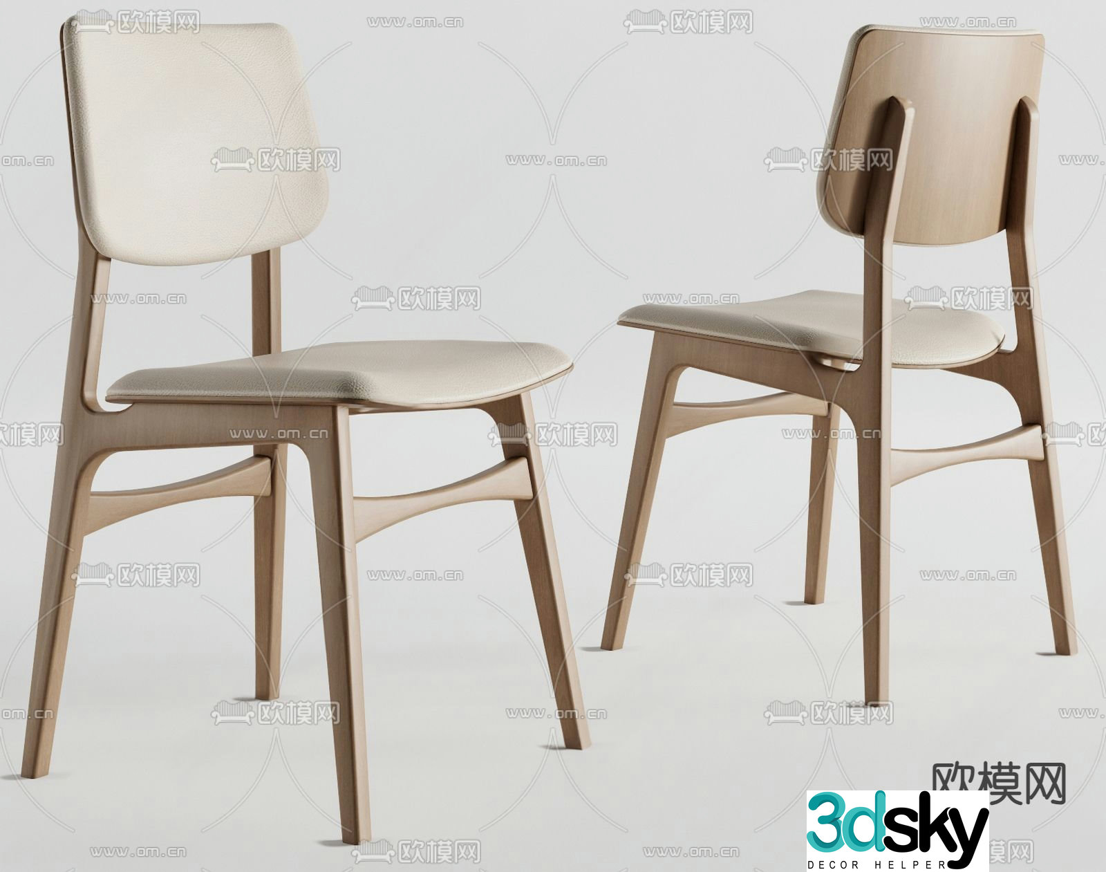 Log dining chair single chair 3d model