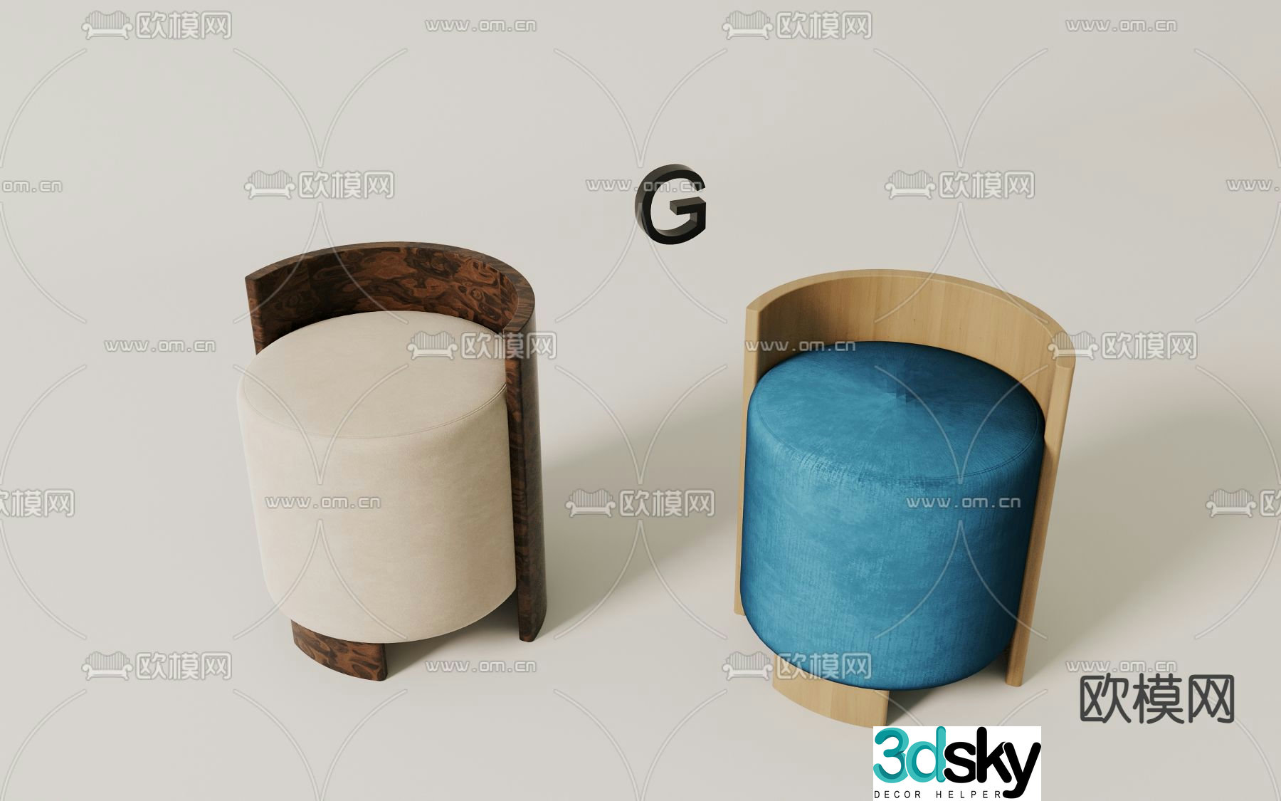 Modern stool sofa stool round stool shoe change stool 3d model