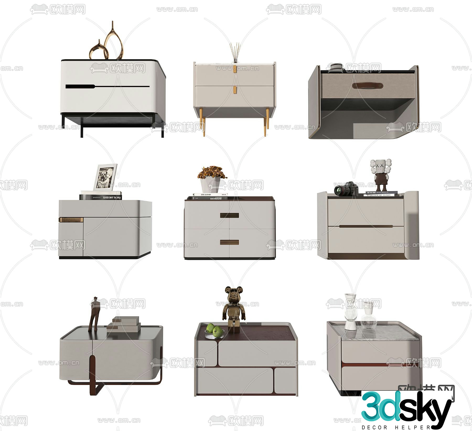 Modern bedside table 3d model