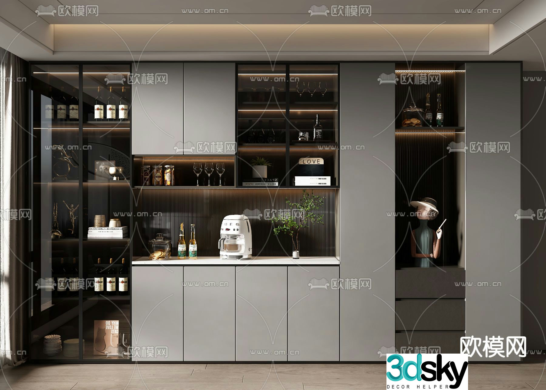 Modern wine cabinet sideboard 3d model