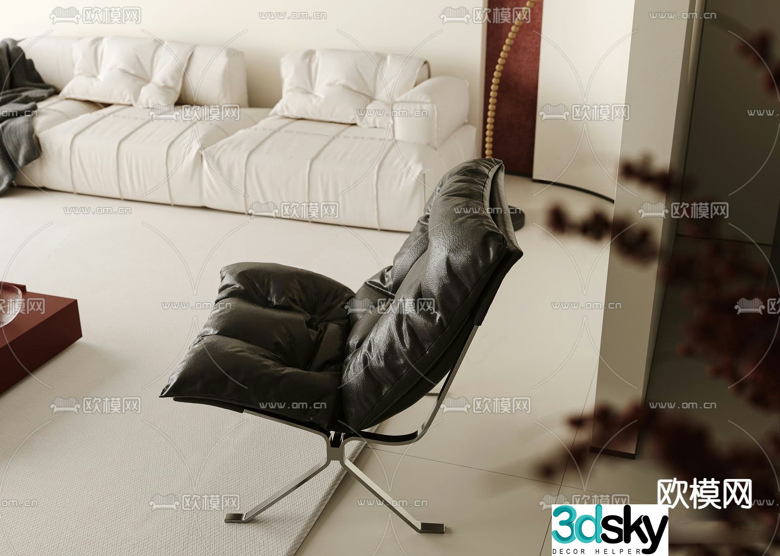 Leather chair lounge chair 3d model