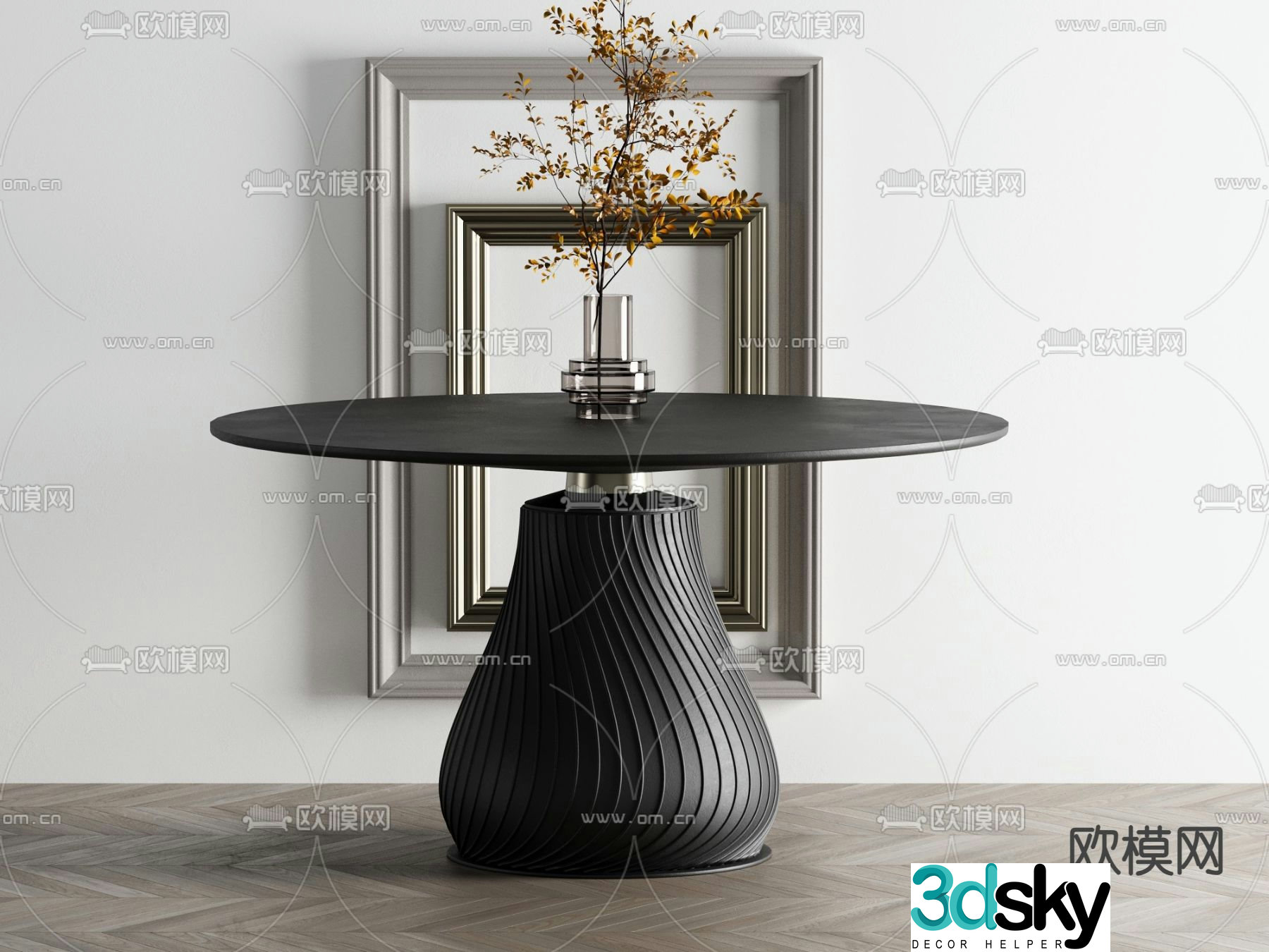 Modern dining table round dining table 3d model