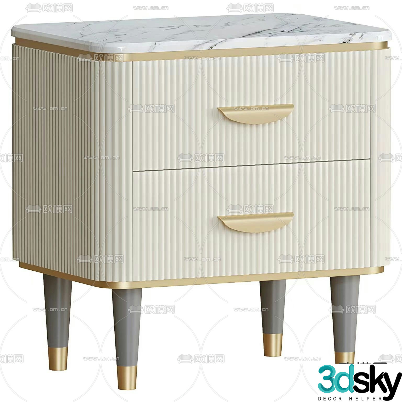 Marble bedside table 3d model