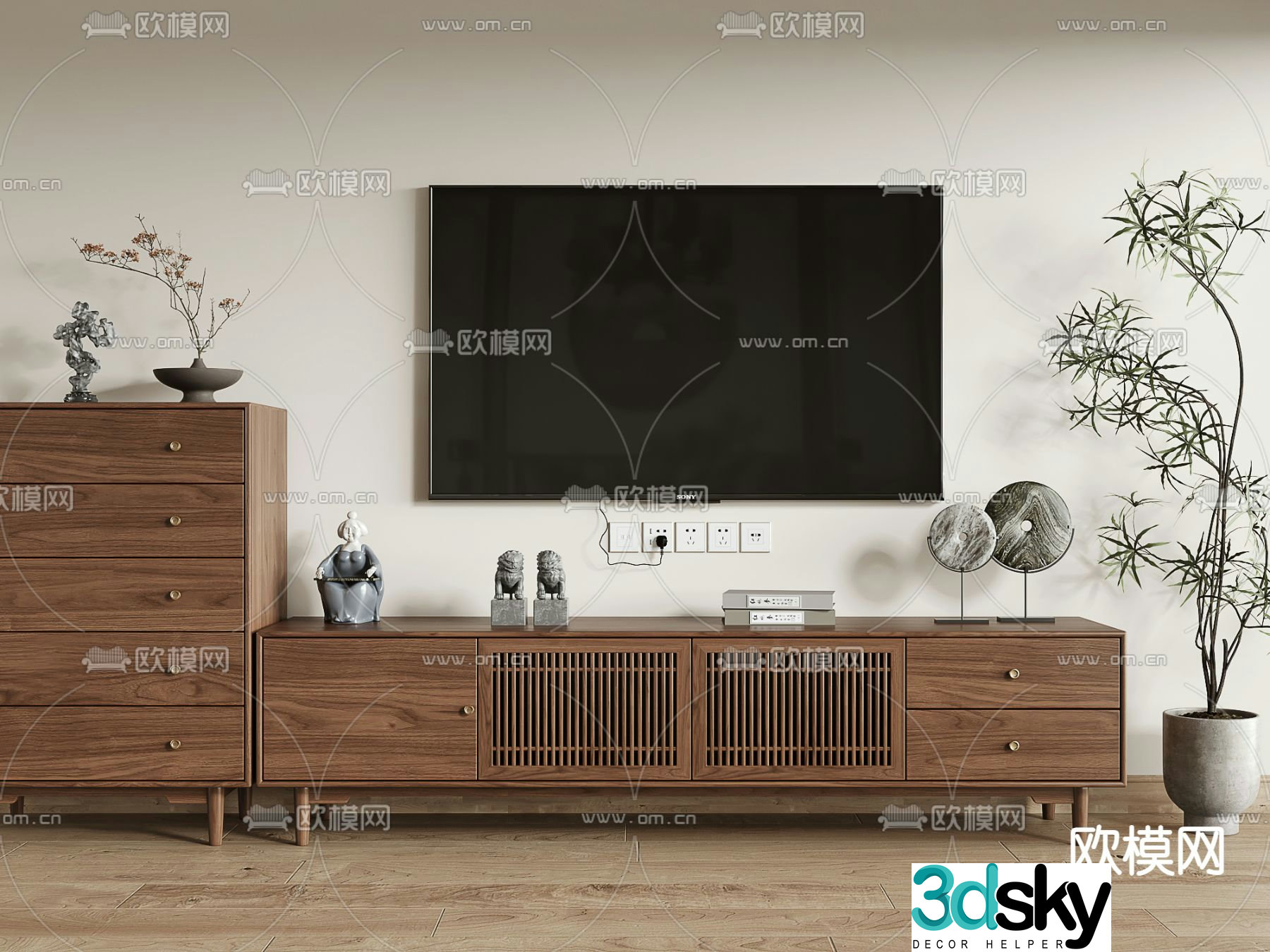 New Chinese style TV cabinet 3d model