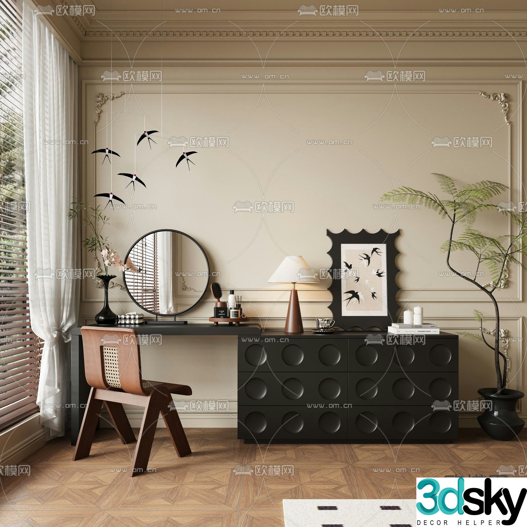 Medieval style dressing table 3d model