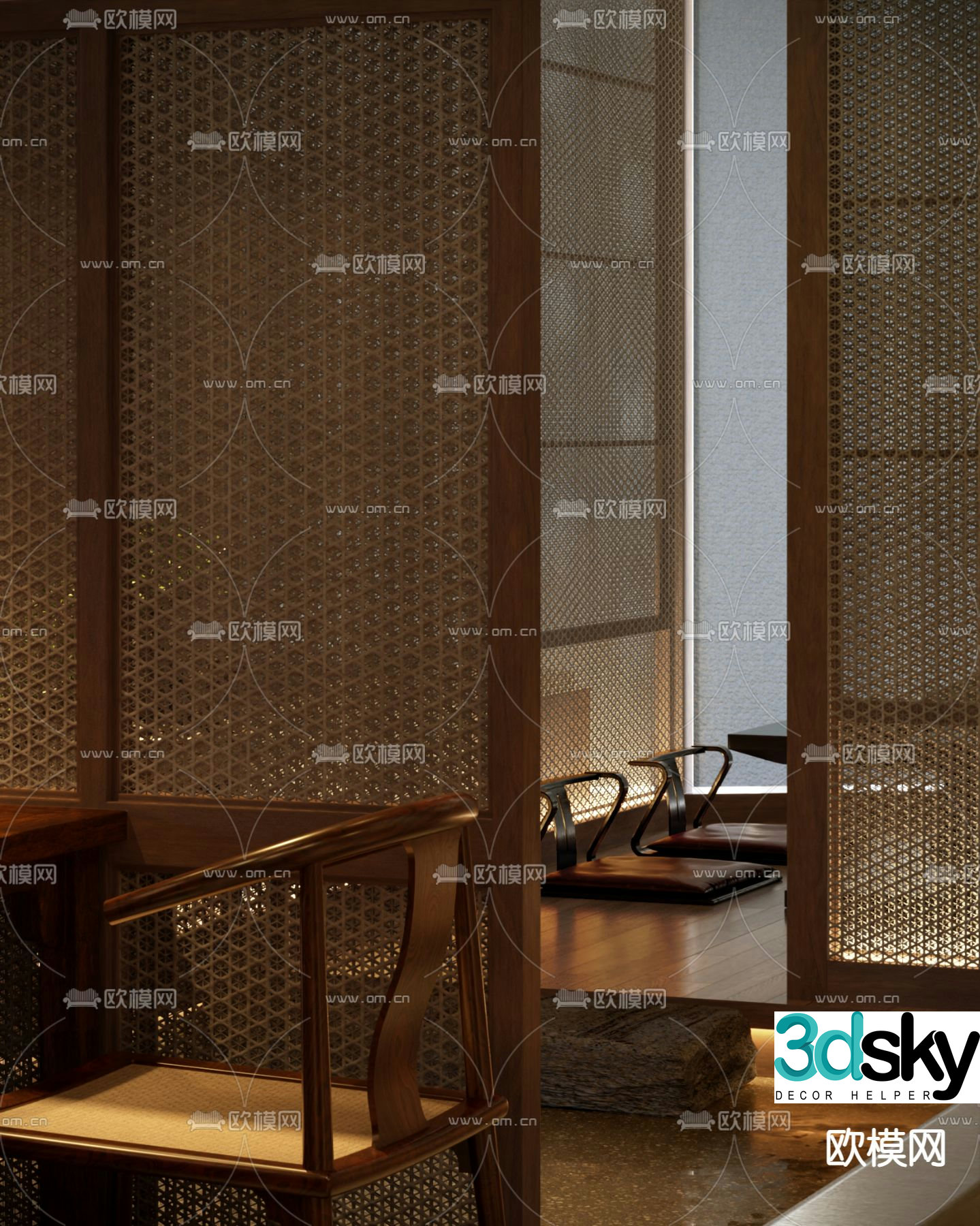 Bamboo weaving mesh partition 3D model