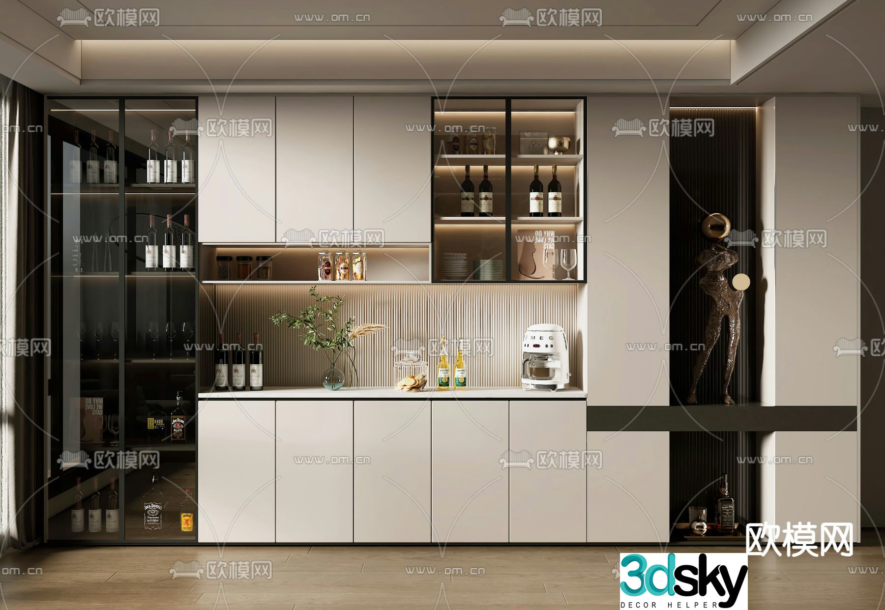 Modern wine cabinet 3d model