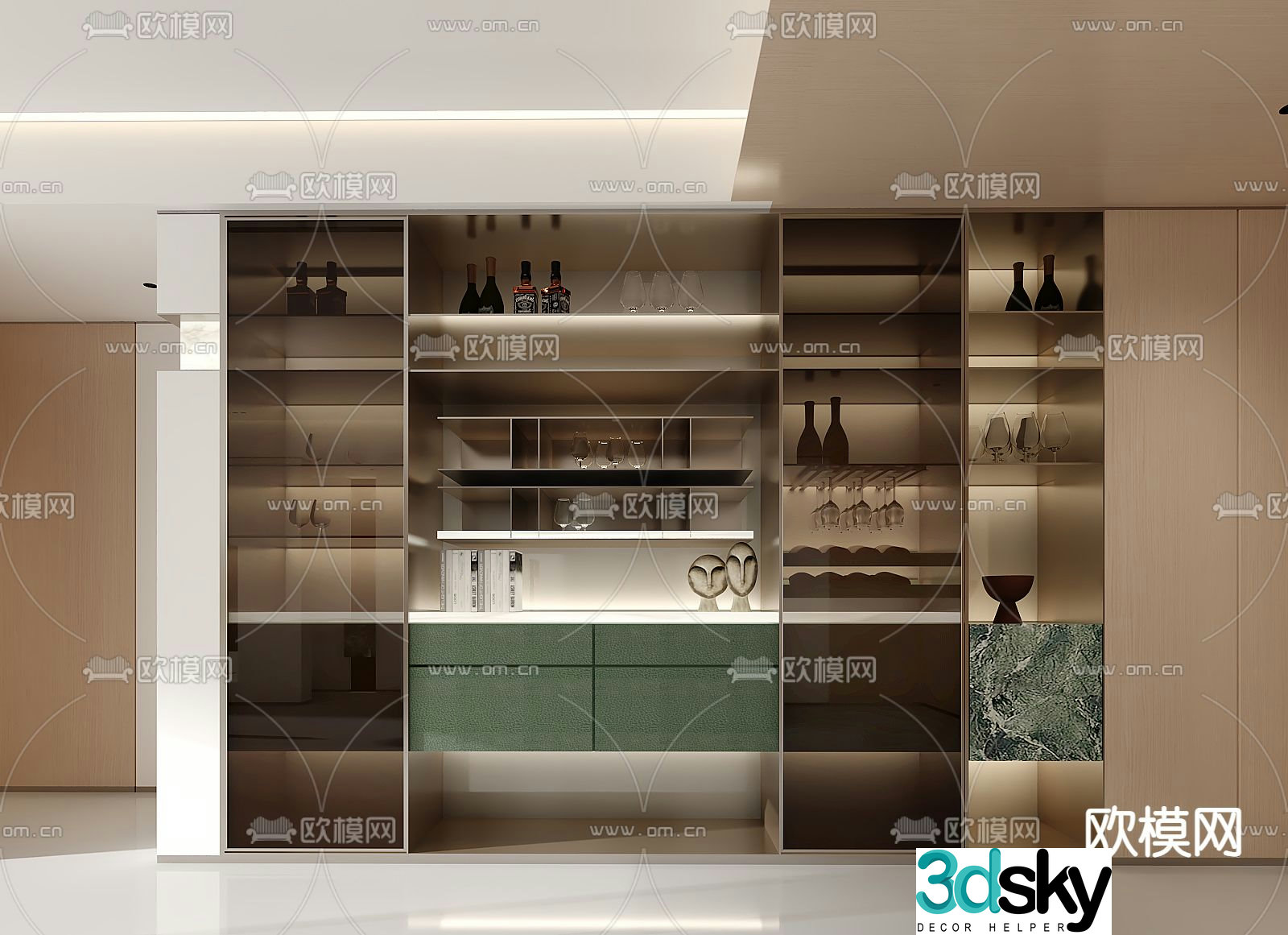Modern wine cabinet sideboard 3D model