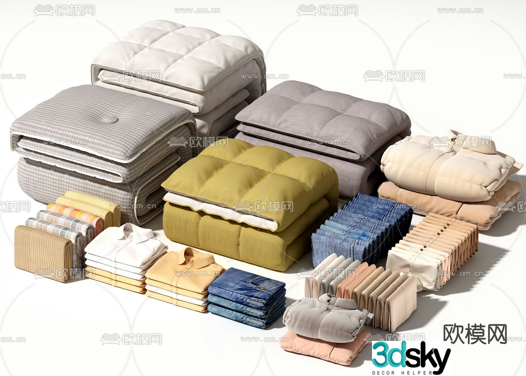 Quilt Clothes Shirt Jeans 3d Model