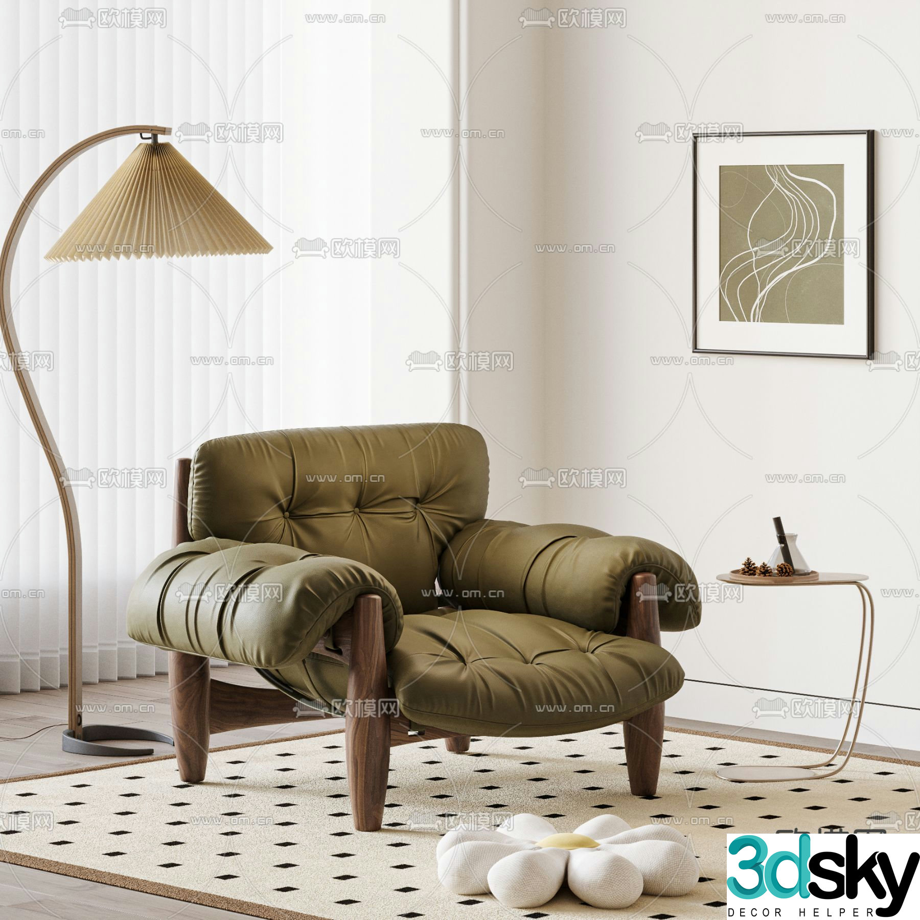 Medieval style sofa chair leisure chair 3d model