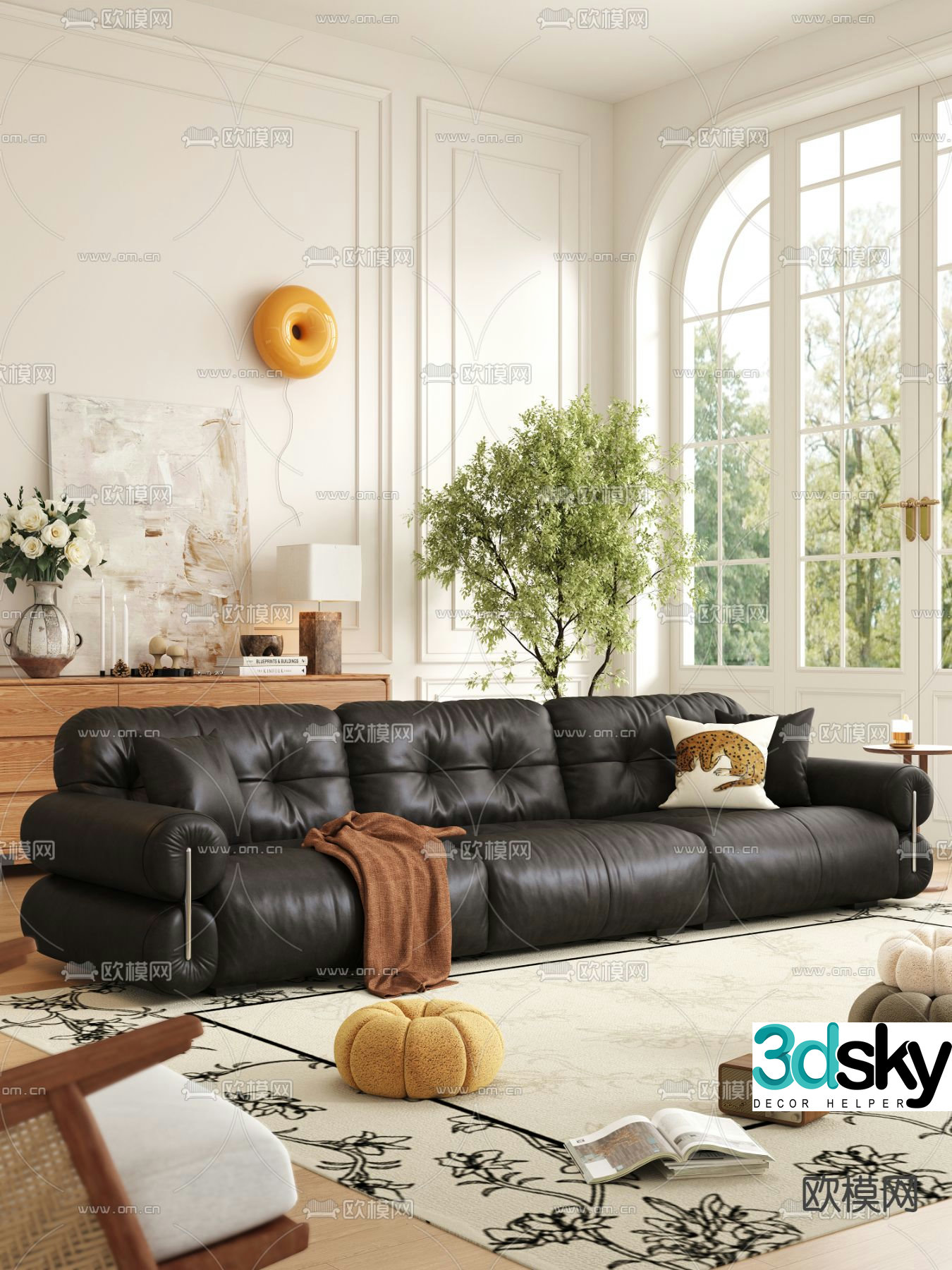 Medieval style sofa three person sofa 3d model
