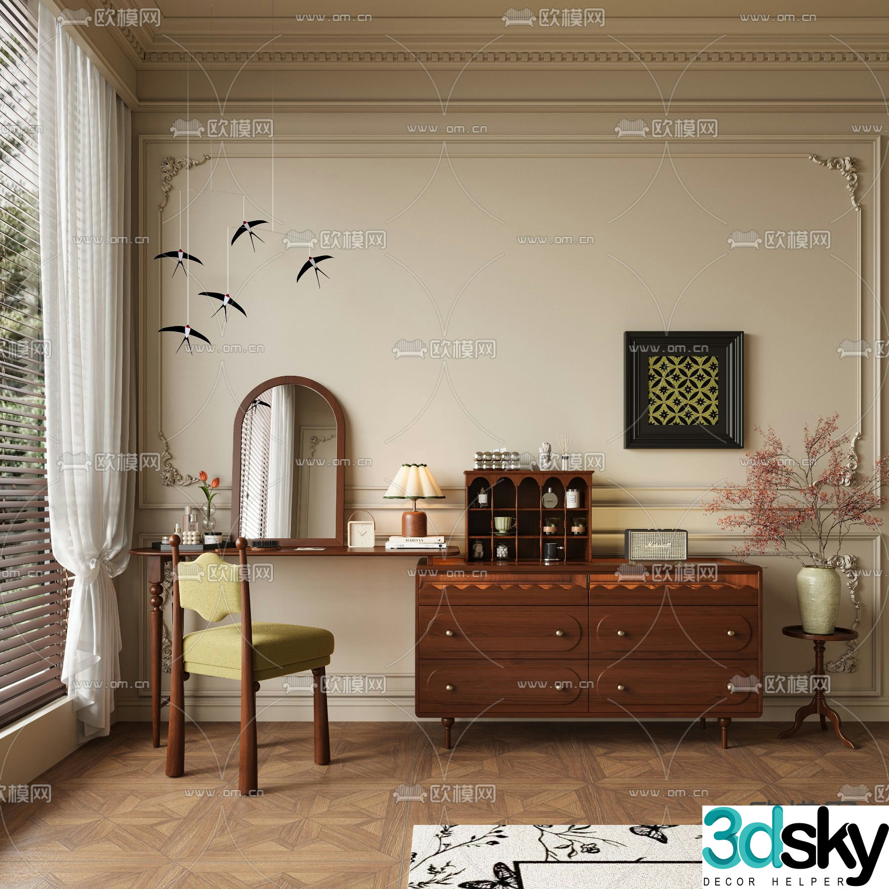 Medieval style dressing table 3d model