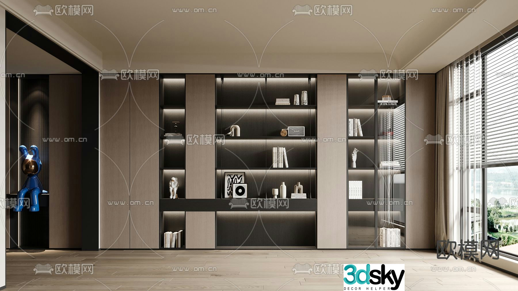Modern decorative cabinet bookcase 3d model