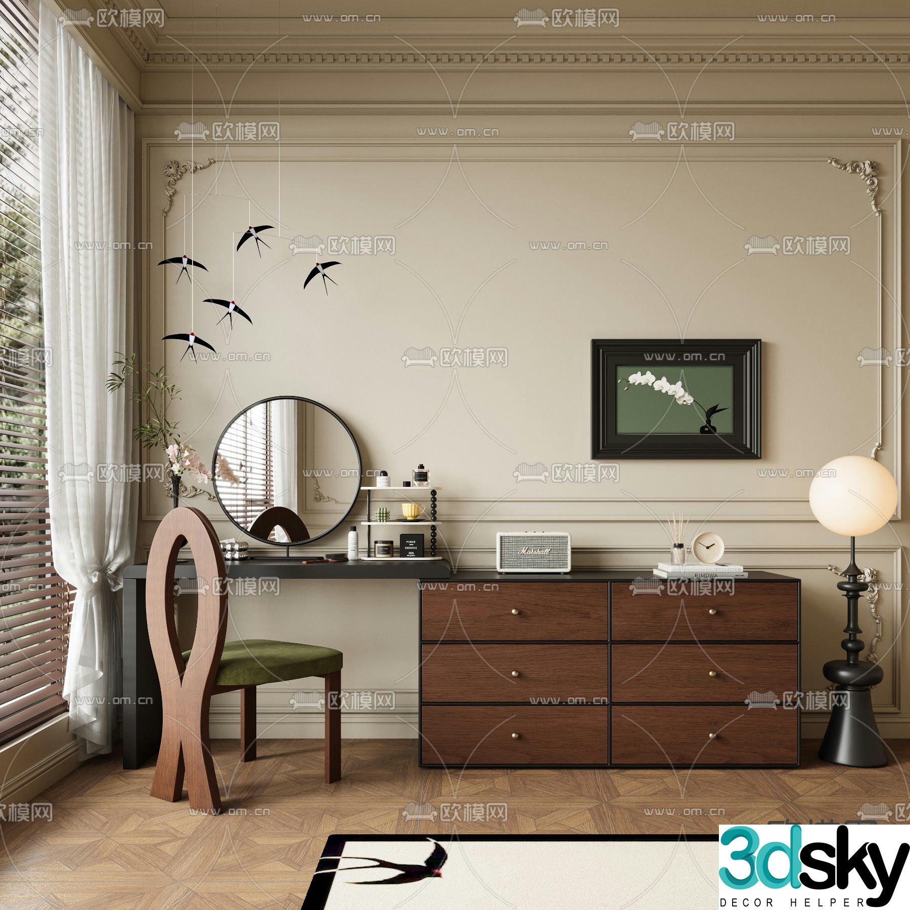 Medieval style dressing table 3d model