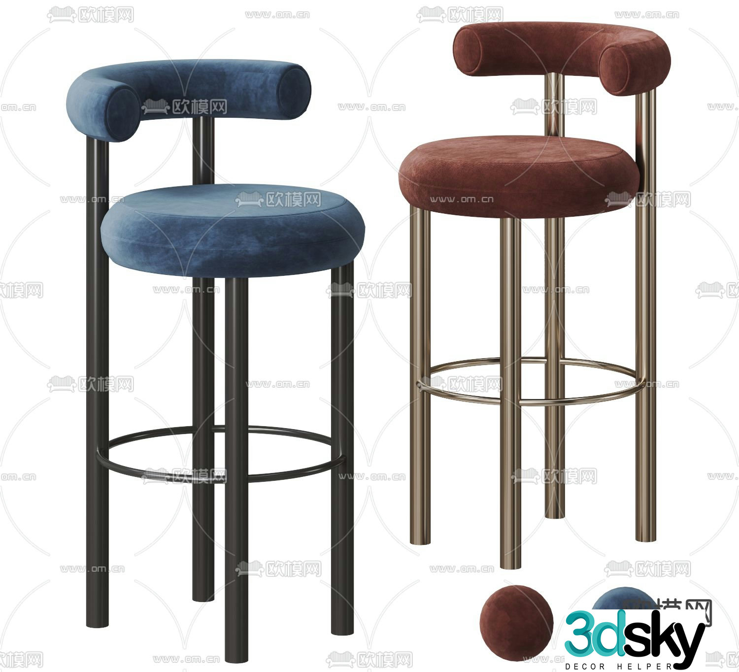 Modern bar stool bar stool high stool 3d model
