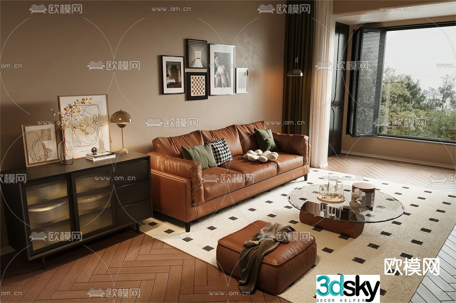 American modular sofa 3d model