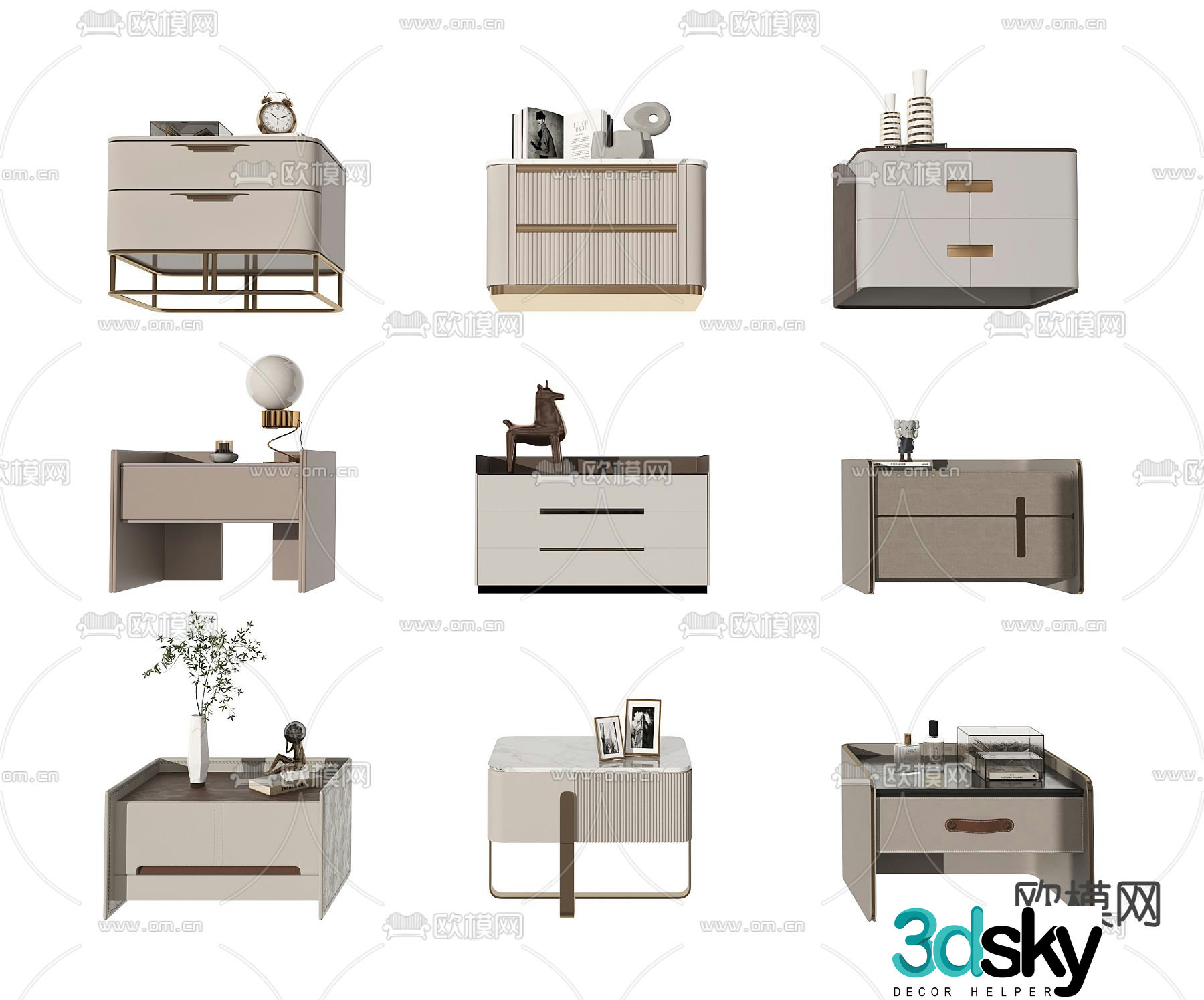 Modern bedside table 3d model