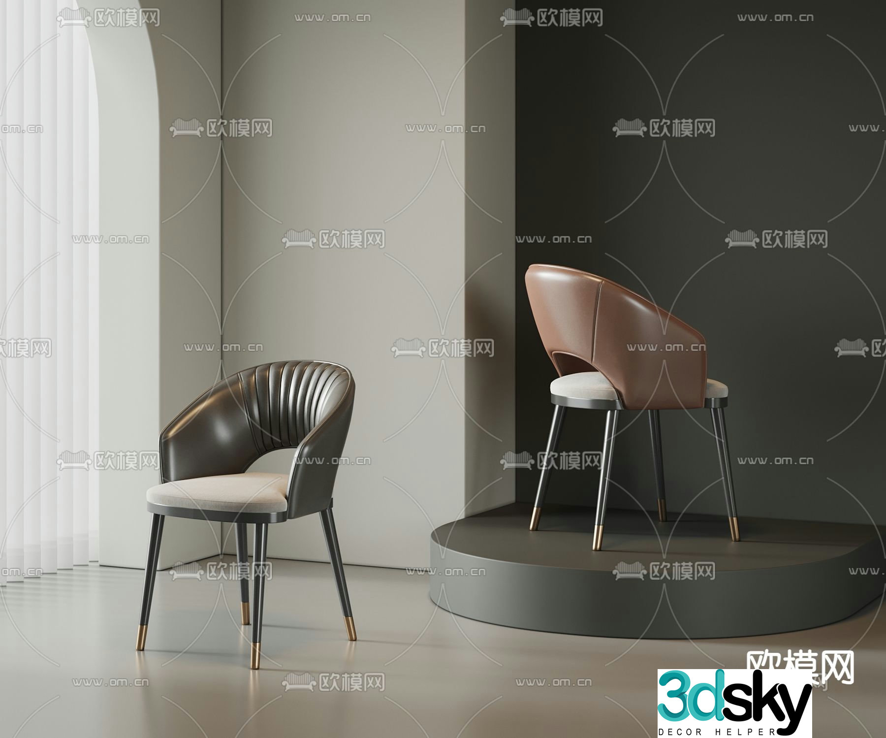 Modern single chair dining chair 3d model
