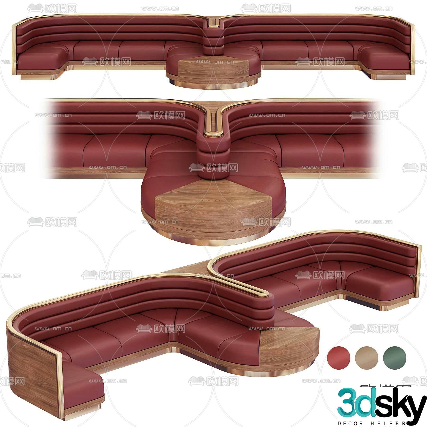 3d model of booth sofa