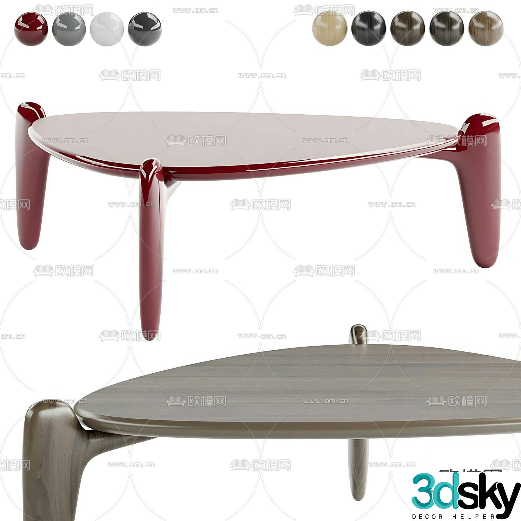 Roche triangle coffee table 3d model