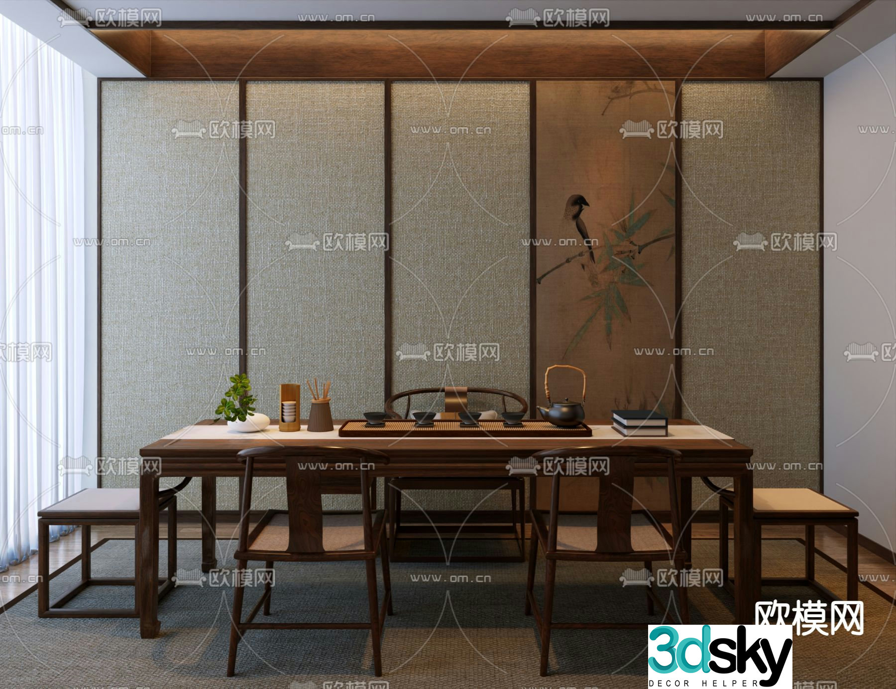 New Chinese style tea table tea table 3d model