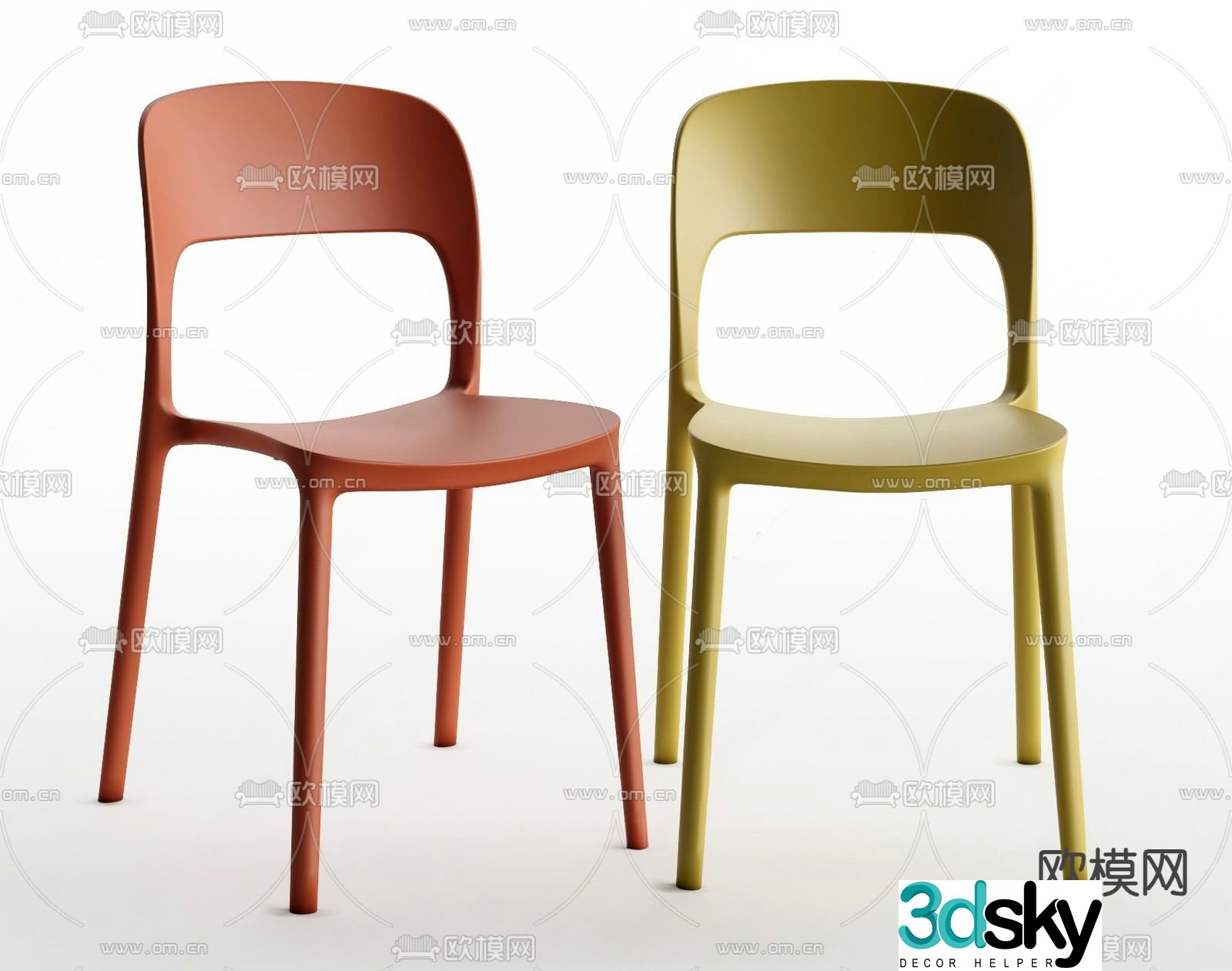 Modern dining chair single chair 3d model