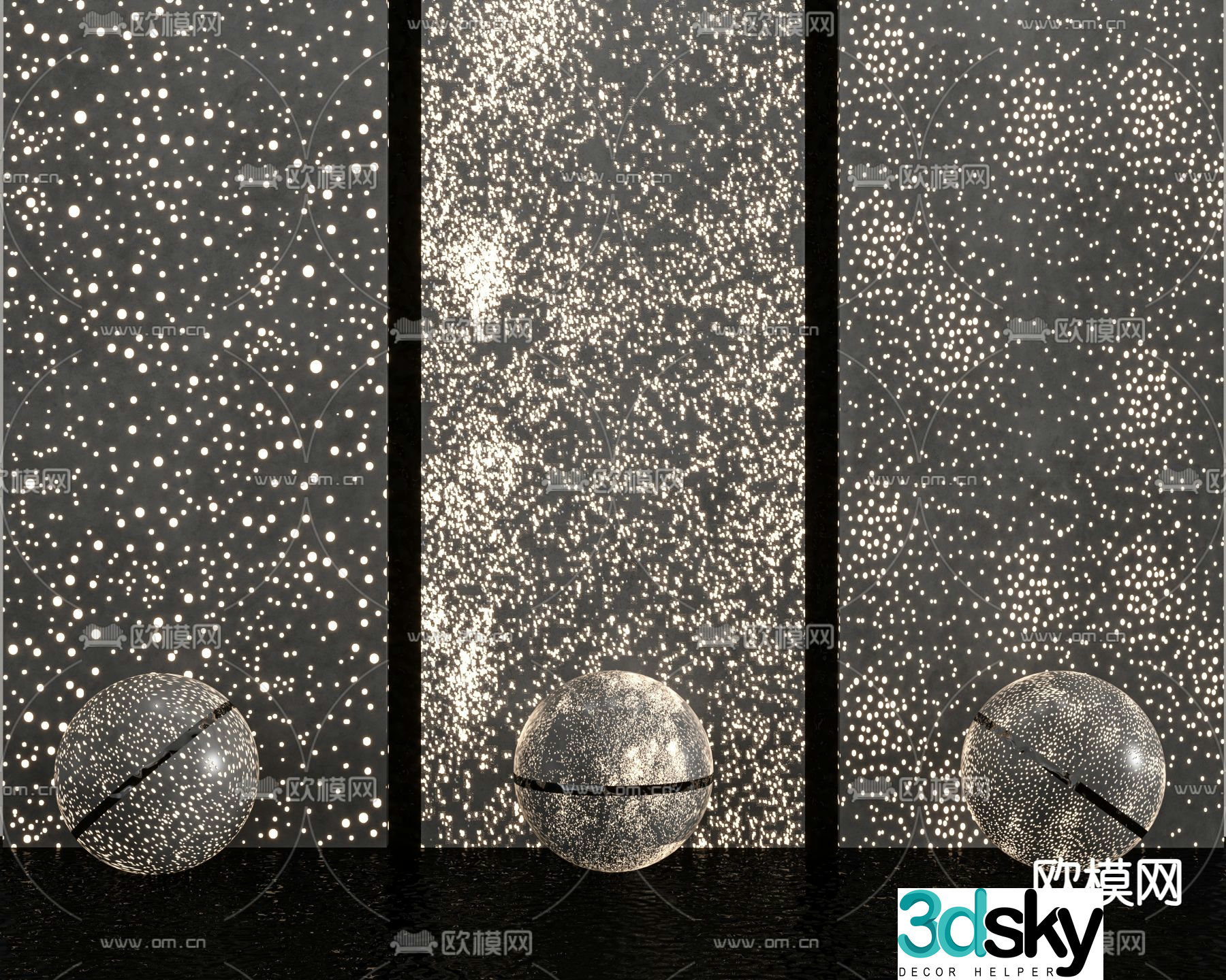 Modern luminous cement board translucent wall panel 3D model