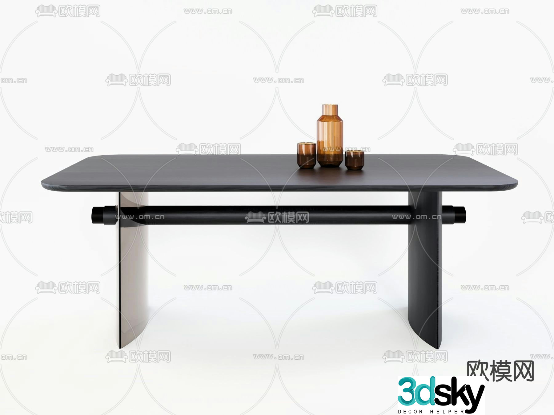 Modern dining table long dining table 3d model