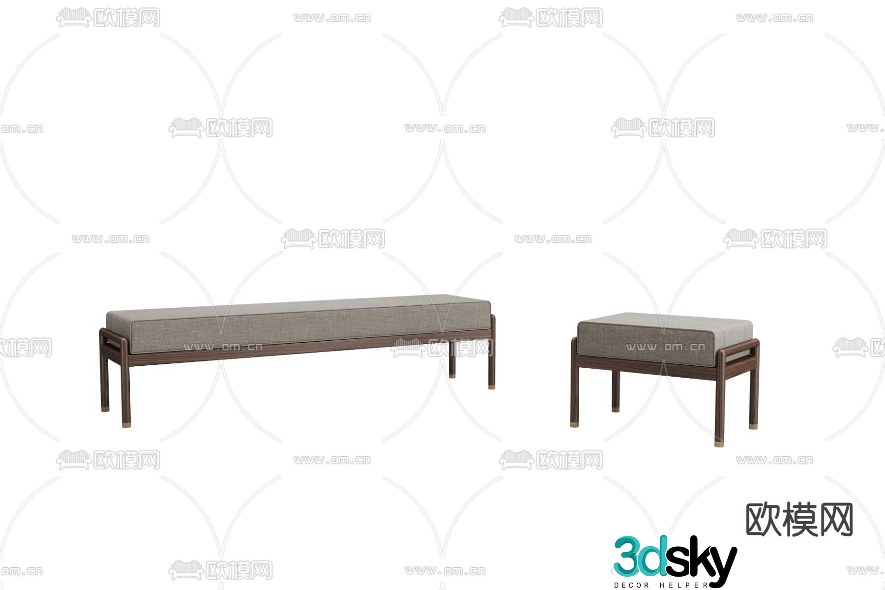 New Chinese style bed stool 3D model