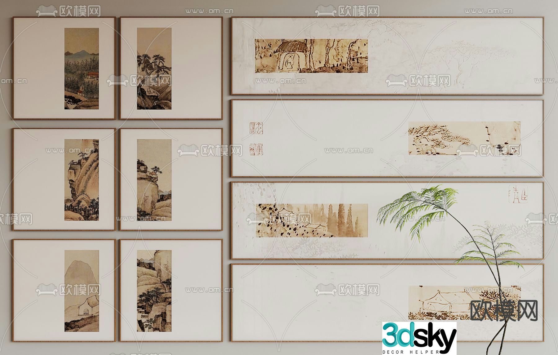 New Chinese style decorative painting 3D model
