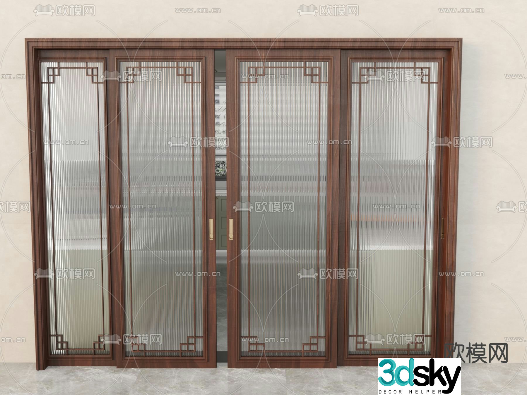 New Chinese sliding door 3D model