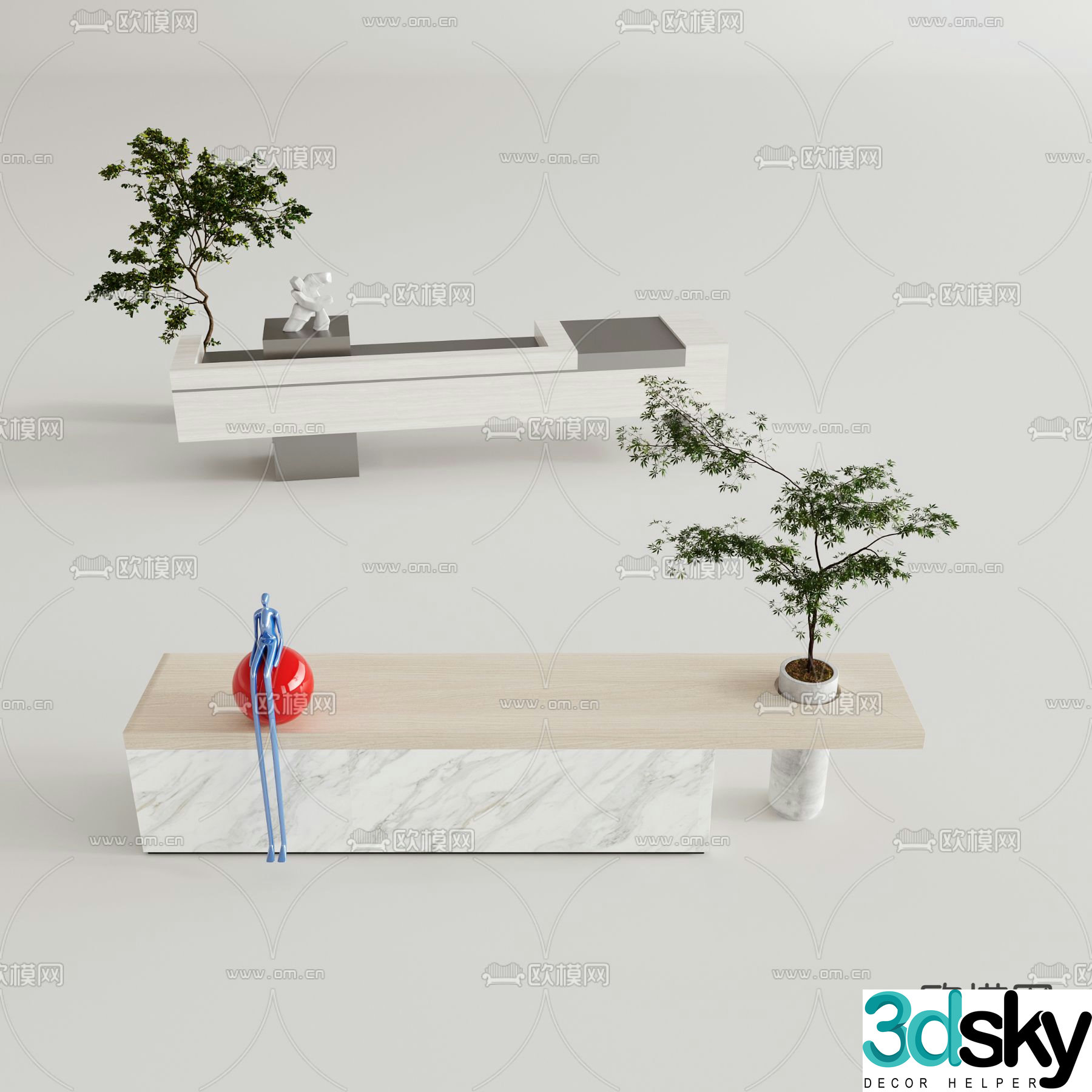 Modern front desk 3d model