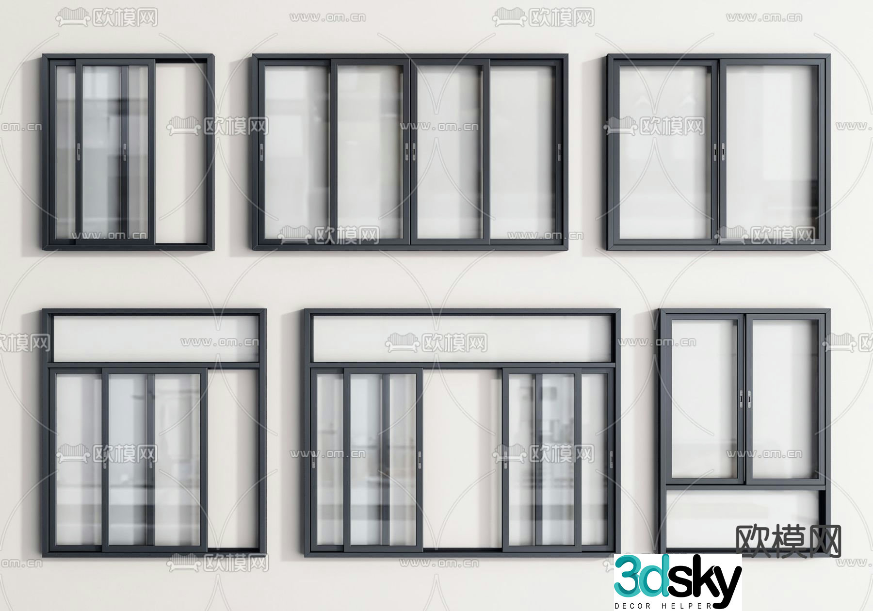 modern sash window window 3d model