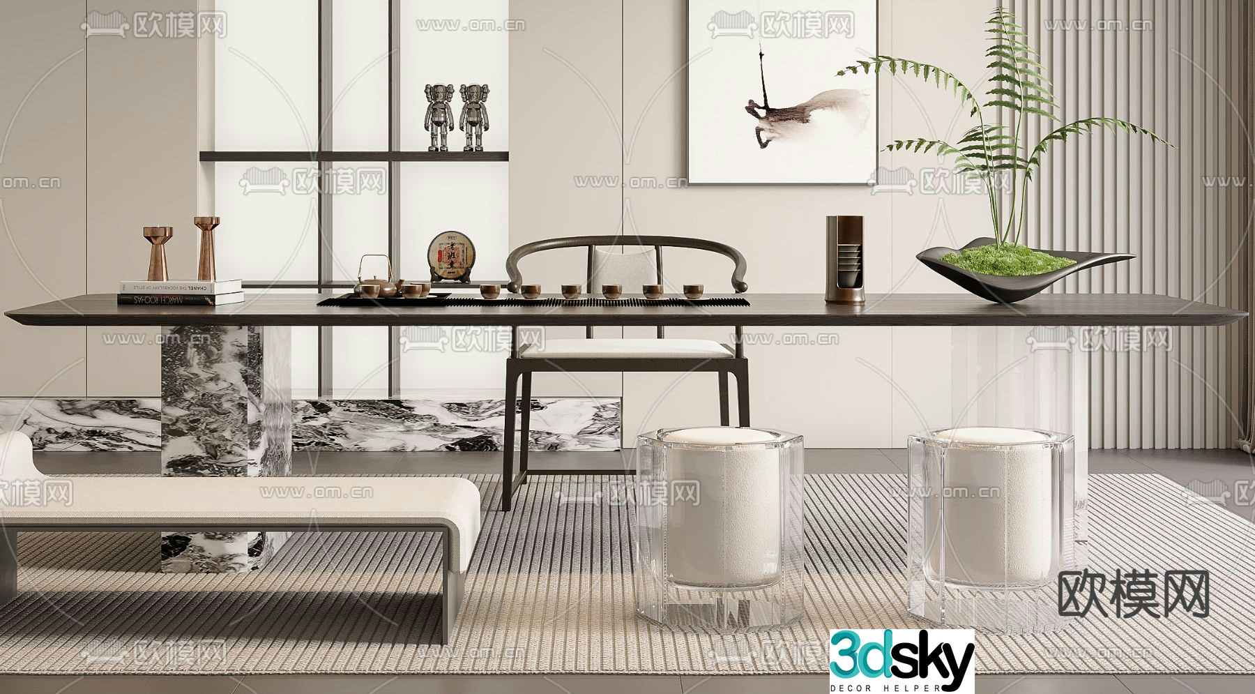 Modern tea table tea table 3d model