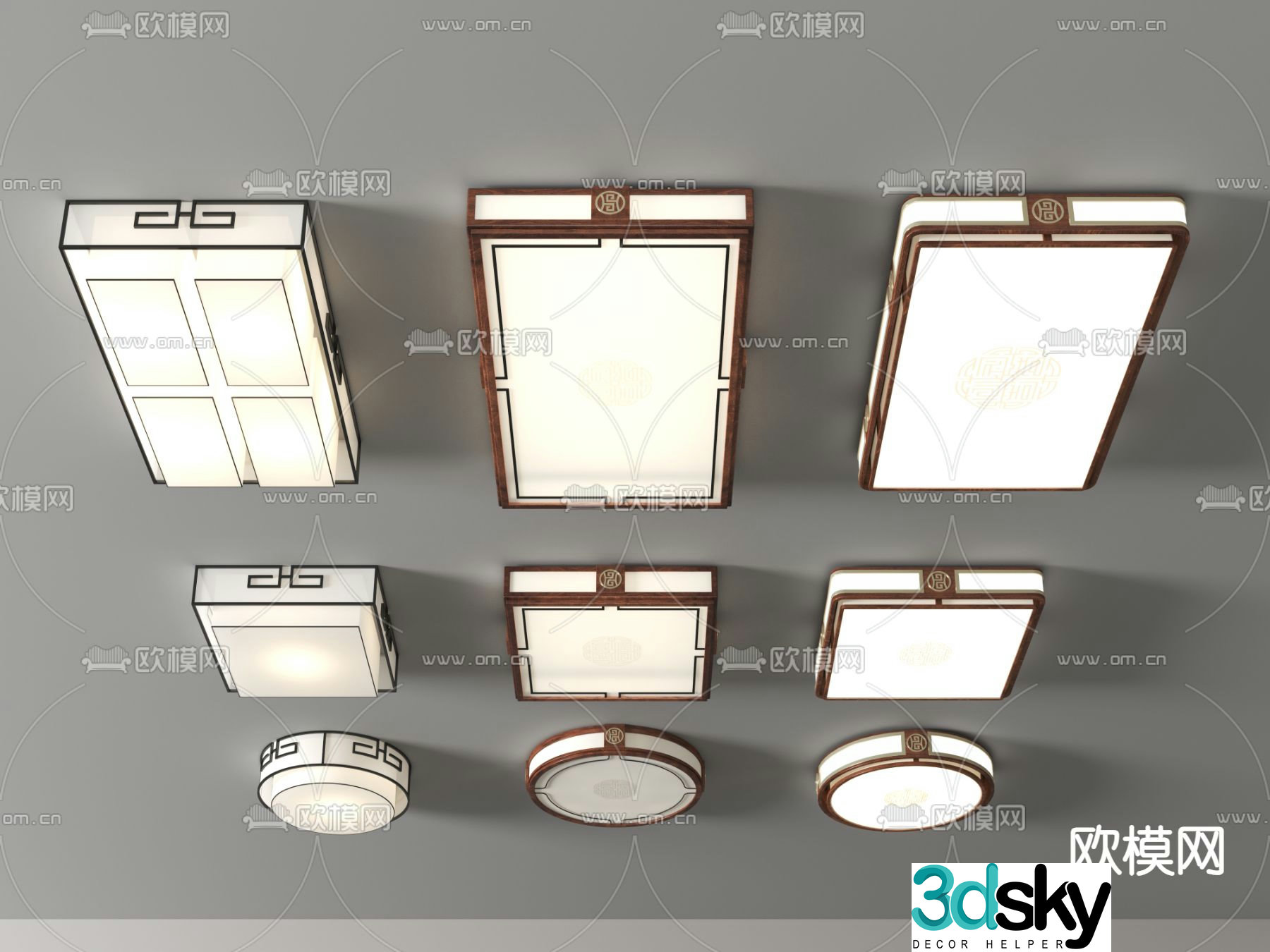 Chinese style ceiling lamp 3d model