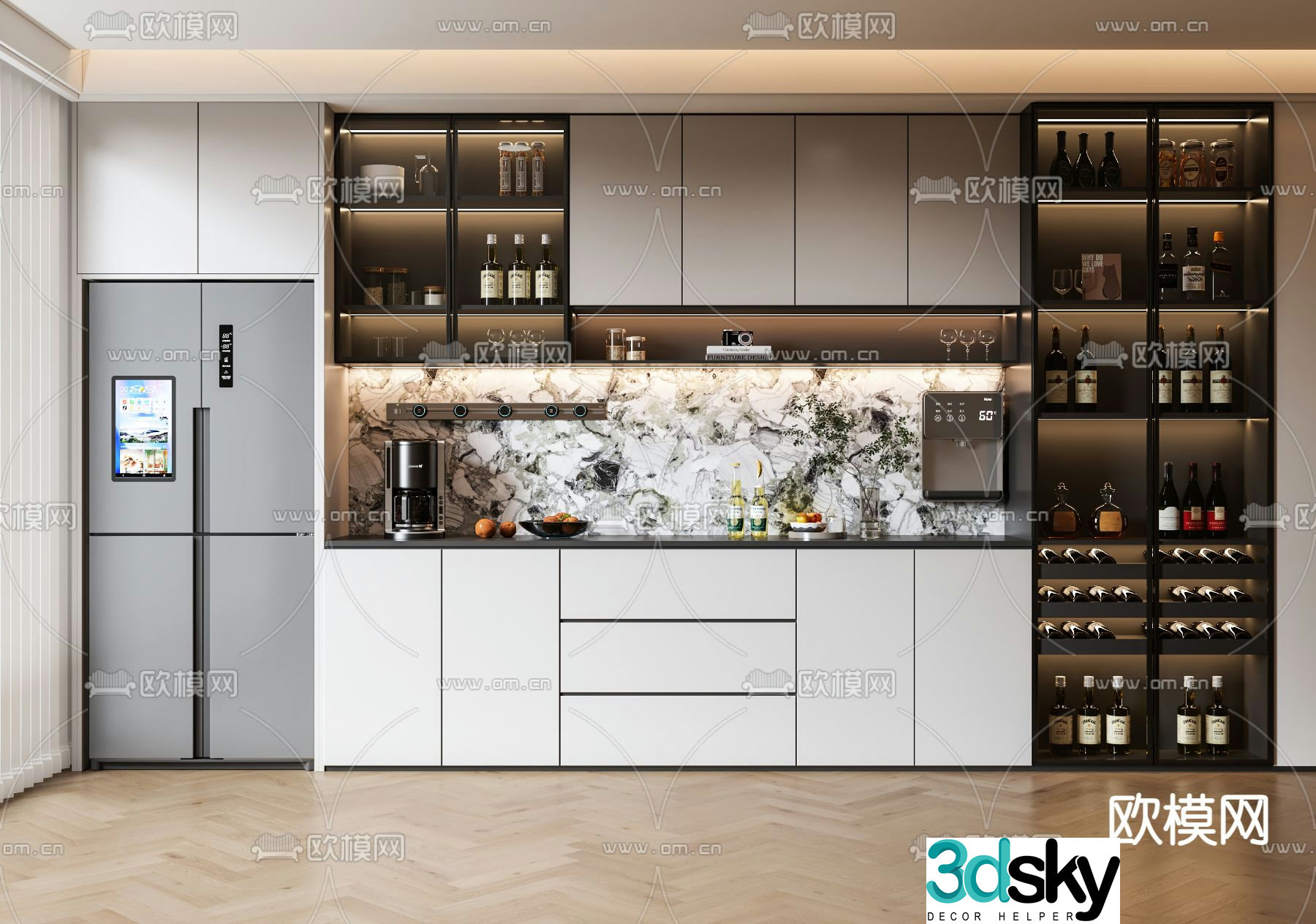 Modern wine cabinet sideboard 3d model