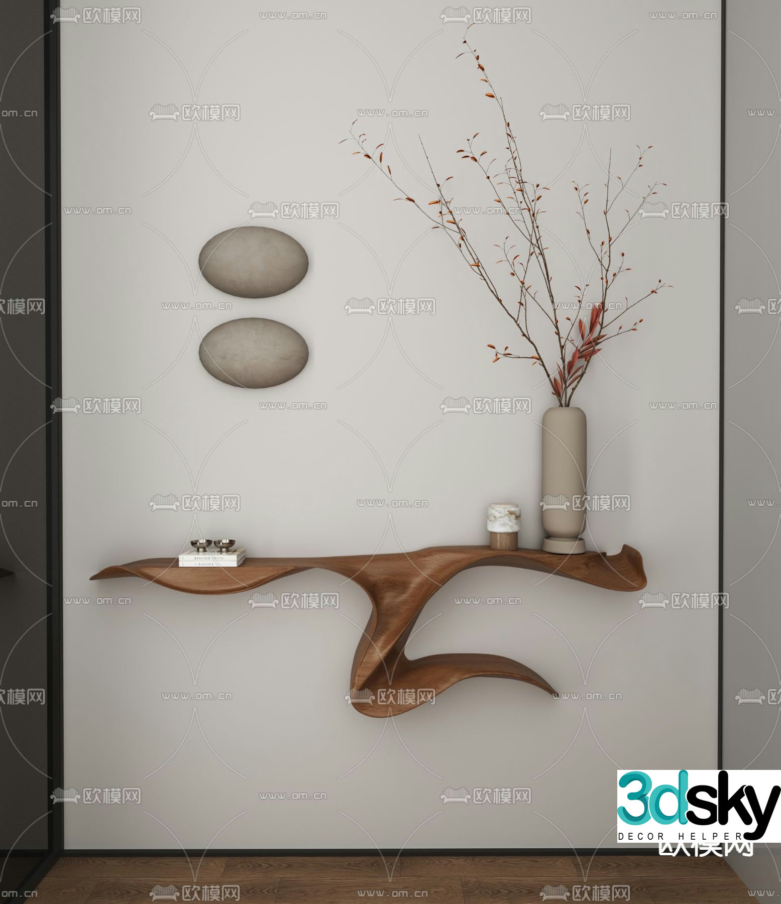 Wasabi wind shelf entrance table art 3D model
